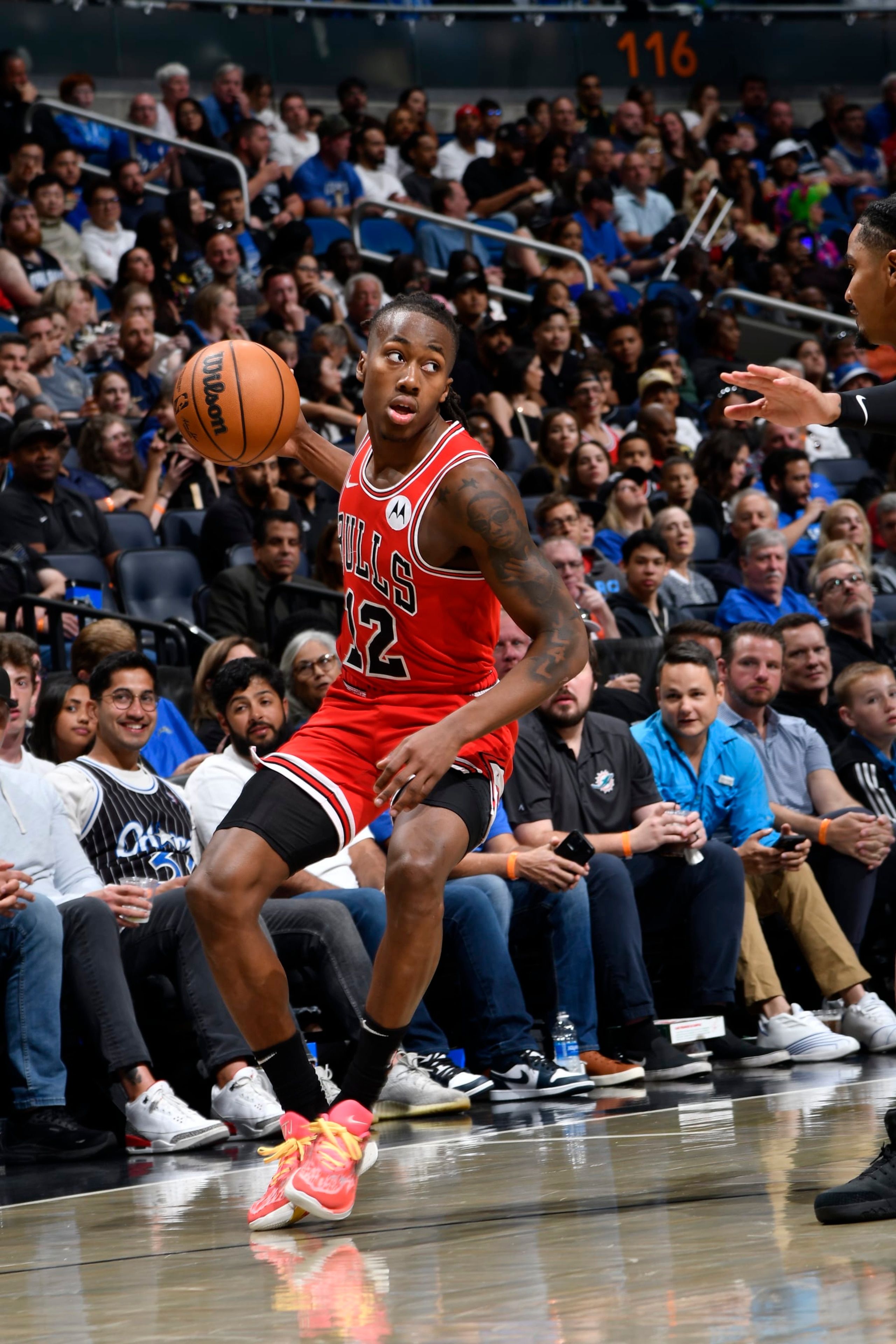 ORLANDO, FL - APRIL 7: Ayo Dosunmu #12 of the Chicago Bulls dribbles the ball during the game against the Orlando Magic on April 7, 2024 at the Kia Center in Orlando, Florida. NOTE TO USER: User expressly acknowledges and agrees that, by downloading and or using this photograph, User is consenting to the terms and conditions of the Getty Images License Agreement. Mandatory Copyright Notice: Copyright 2024 NBAE (Photo by Fernando Medina/NBAE via Getty Images) ORLANDO, FL - APRIL 7: Ayo Dosunmu #12 of the Chicago Bulls dribbles the ball during the game against the Orlando Magic on April 7, 2024 at the Kia Center in Orlando, Florida. NOTE TO USER: User expressly acknowledges and agrees that, by downloading and or using this photograph, User is consenting to the terms and conditions of the Getty Images License Agreement. Mandatory Copyright Notice: Copyright 2024 NBAE (Photo by Fernando Medina/NBAE via Getty Images)
