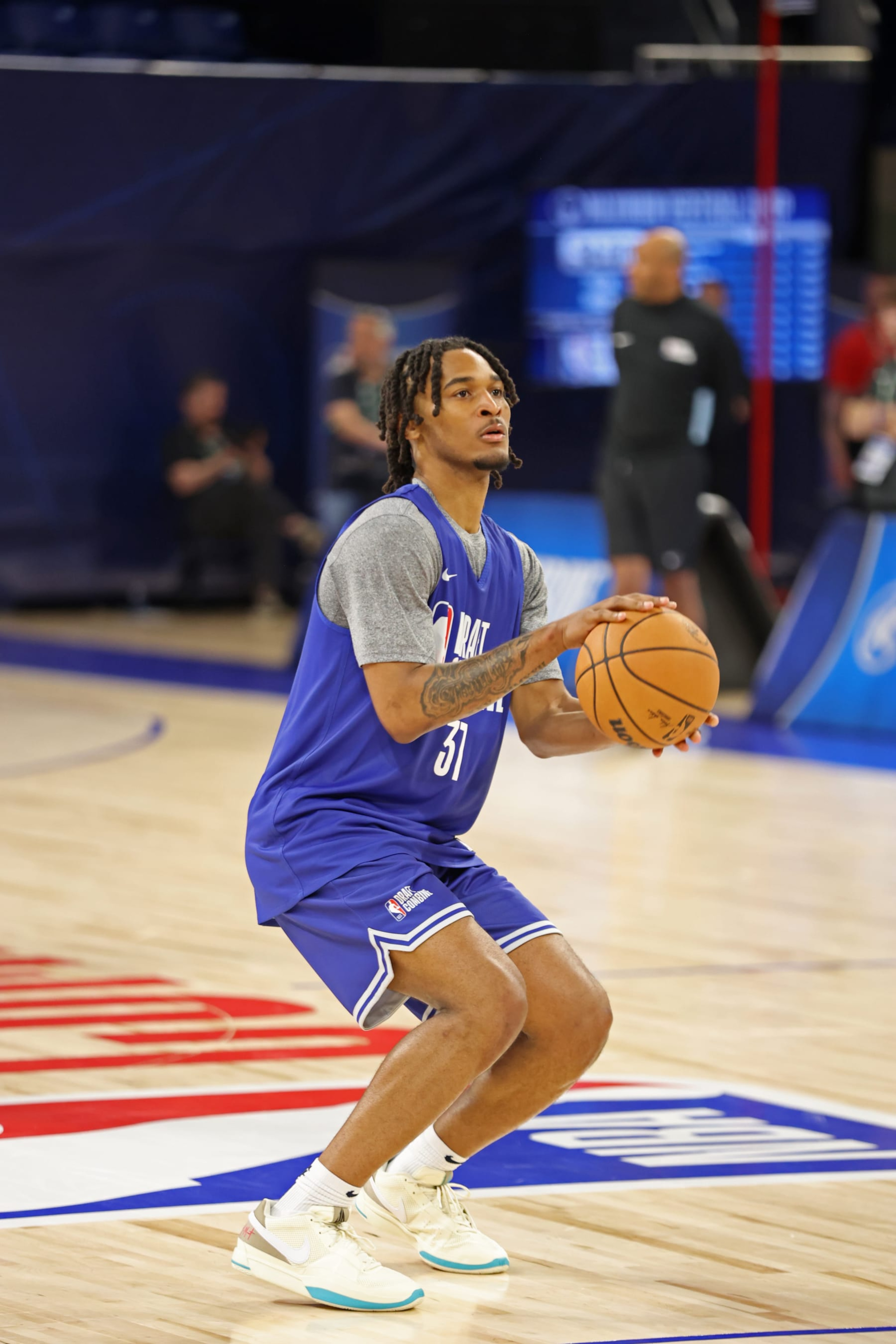 CHICAGO, IL - MAY 13: Stephon Castle shoots the ball during the 2024 NBA Combine on May 13, 2024 at Wintrust Arena in Chicago, Illinois. NOTE TO USER: User expressly acknowledges and agrees that, by downloading and or using this photograph, User is consenting to the terms and conditions of the Getty Images License Agreement. Mandatory Copyright Notice: Copyright 2024 NBAE (Photo by Jeff Haynes/NBAE via Getty Images)