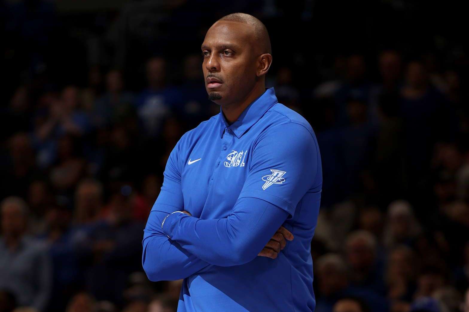 MEMPHIS, TN - MARCH 3: Penny Hardaway, head coach of the Memphis Tigers looks on from the sideline against the UAB Blazers during the second half on March 3, 2024 at FedExForum in Memphis, Tennessee. (Photo by Joe Murphy/Getty Images)