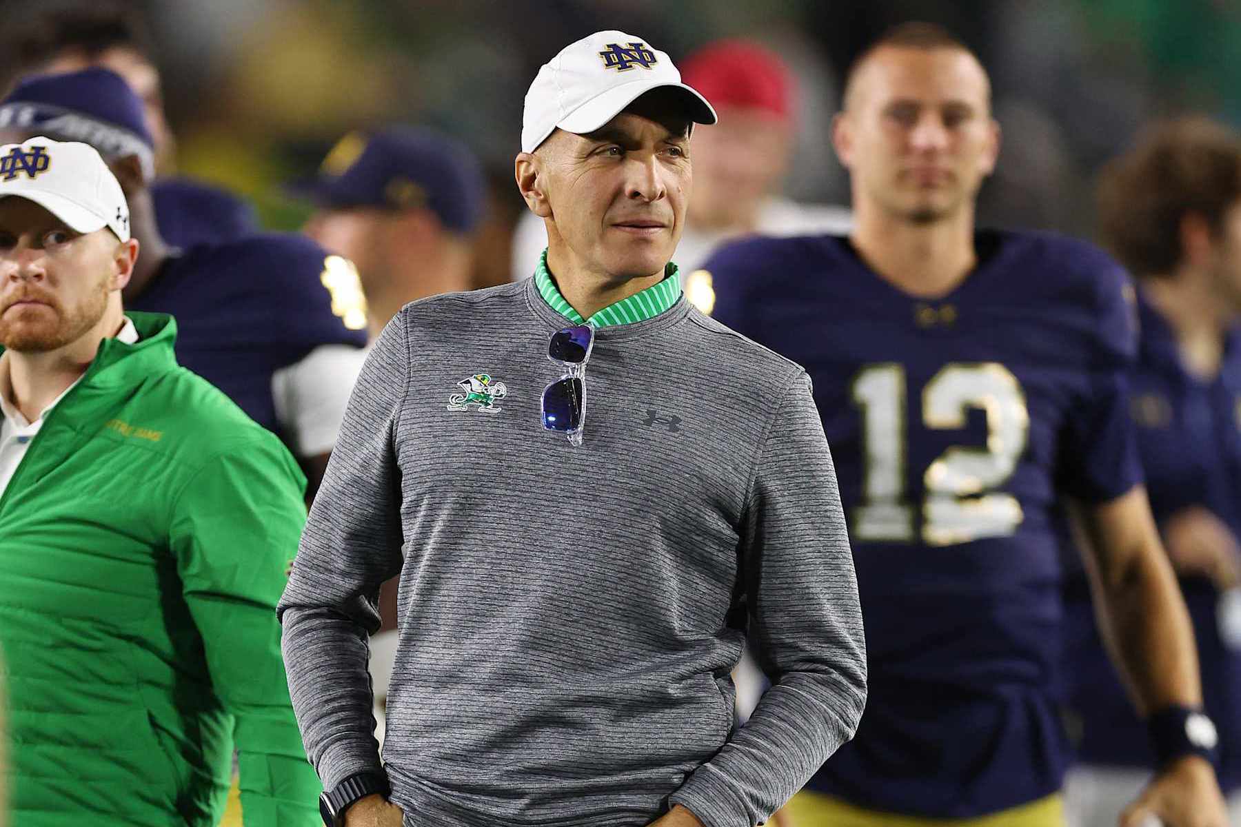 SOUTH BEND, INDIANA - OCTOBER 12: Athletic Director Pete Bevacqua of the Notre Dame Fighting Irish looks on after the game against the Stanford Cardinal at Notre Dame Stadium on October 12, 2024 in South Bend, Indiana. (Photo by Michael Reaves/Getty Images)