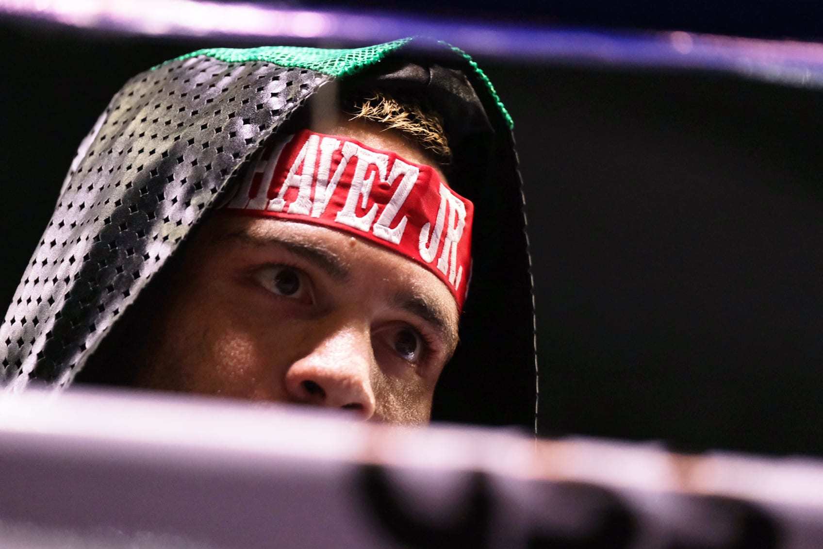 GUADALAJARA, MEXICO - JUNE 19: Julio Cesar Chavez Jr looks on during a fight between Julio Cesar Chavez Jr and Anderson Silva as part of the Tribute to the Kings at Jalisco Stadium on June 19, 2021 in Guadalajara, Mexico. (Photo by Alfredo Moya/Jam Media/Getty Images)