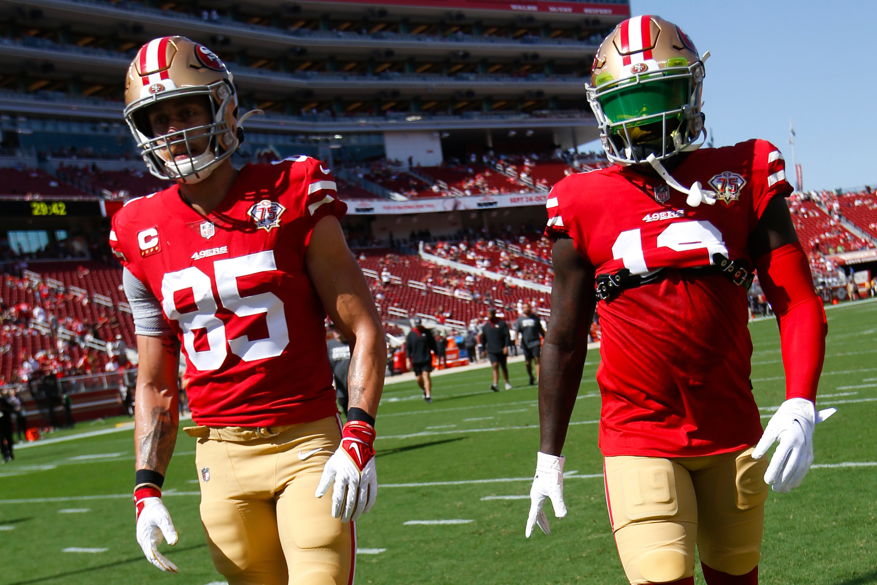 San Francisco 49ers' George Kittle (knee) and receiver Deebo