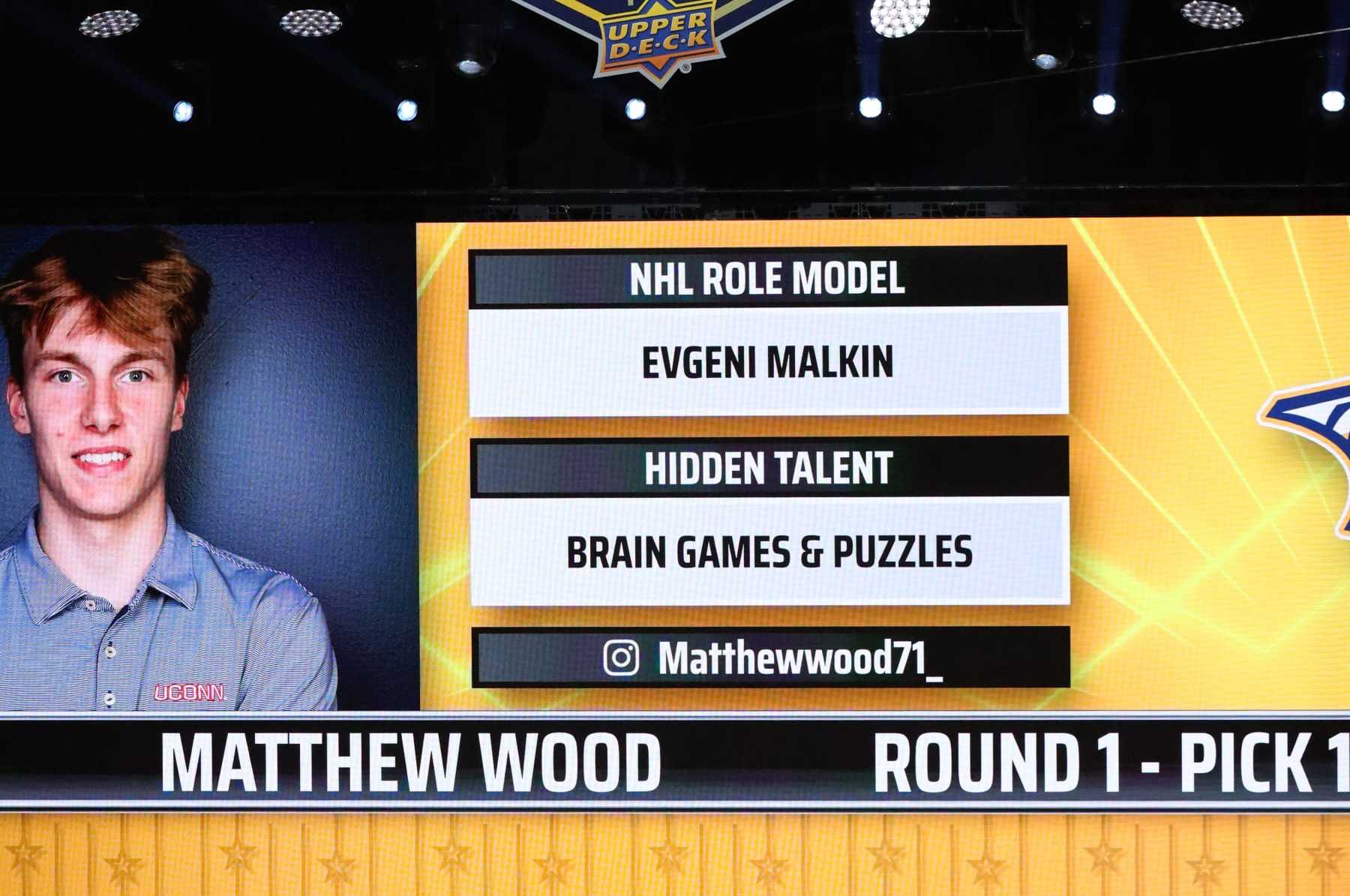 Nashville Predators draft pick Matthew Wood will stay at UConn next season