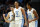 CHARLOTTE, NORTH CAROLINA - MARCH 23: Cormac Ryan #3, Armando Bacot #5 and Harrison Ingram #55 of the North Carolina Tar Heels react to a play during the first half against the Michigan State Spartans in the second round of the NCAA Men's Basketball Tournament at Spectrum Center on March 23, 2024 in Charlotte, North Carolina. (Photo by Jacob Kupferman/Getty Images)