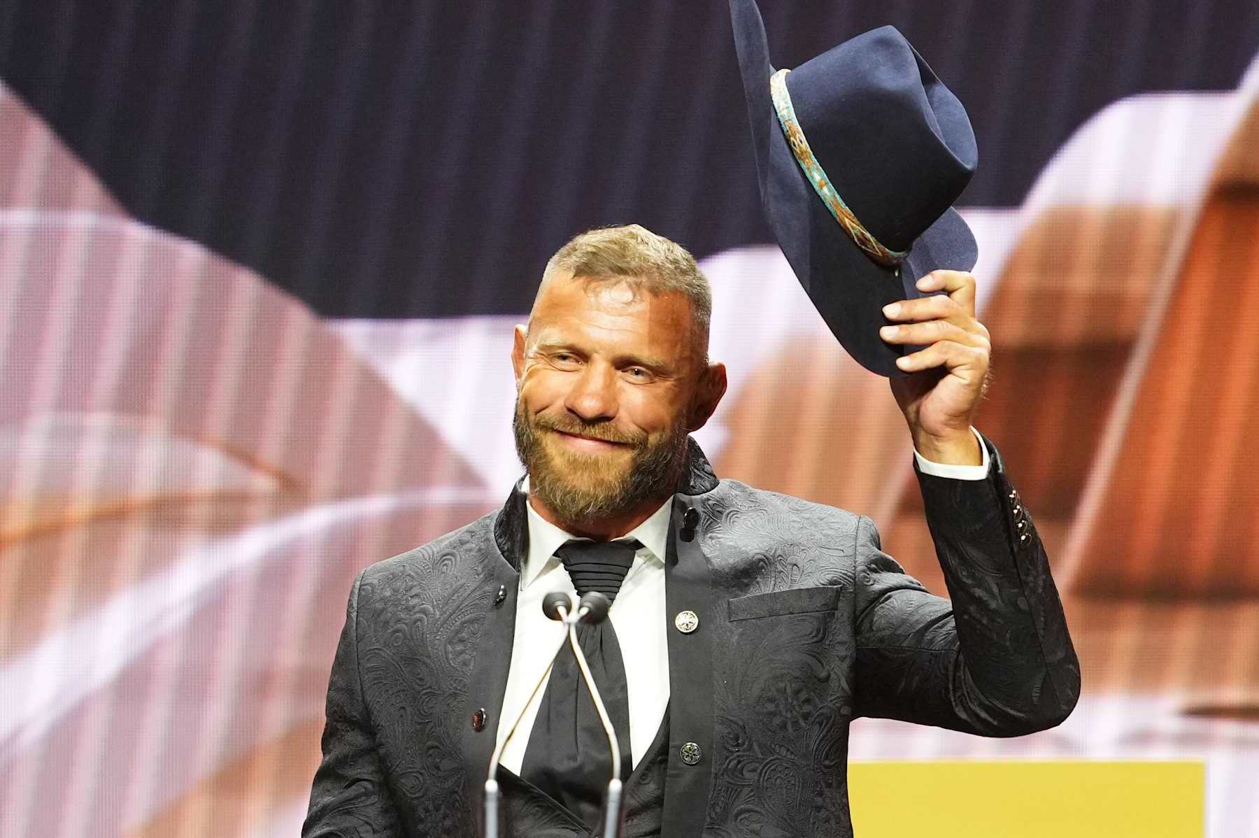 LAS VEGAS, NEVADA - JULY 06: Donald 'Cowboy' Cerrone is inducted into the UFC Hall of Fame during the UFC Hall of Fame Induction Ceremony at T-Mobile Arena on July 06, 2023 in Las Vegas, Nevada. (Photo by Jeff Bottari/Zuffa LLC via Getty Images)