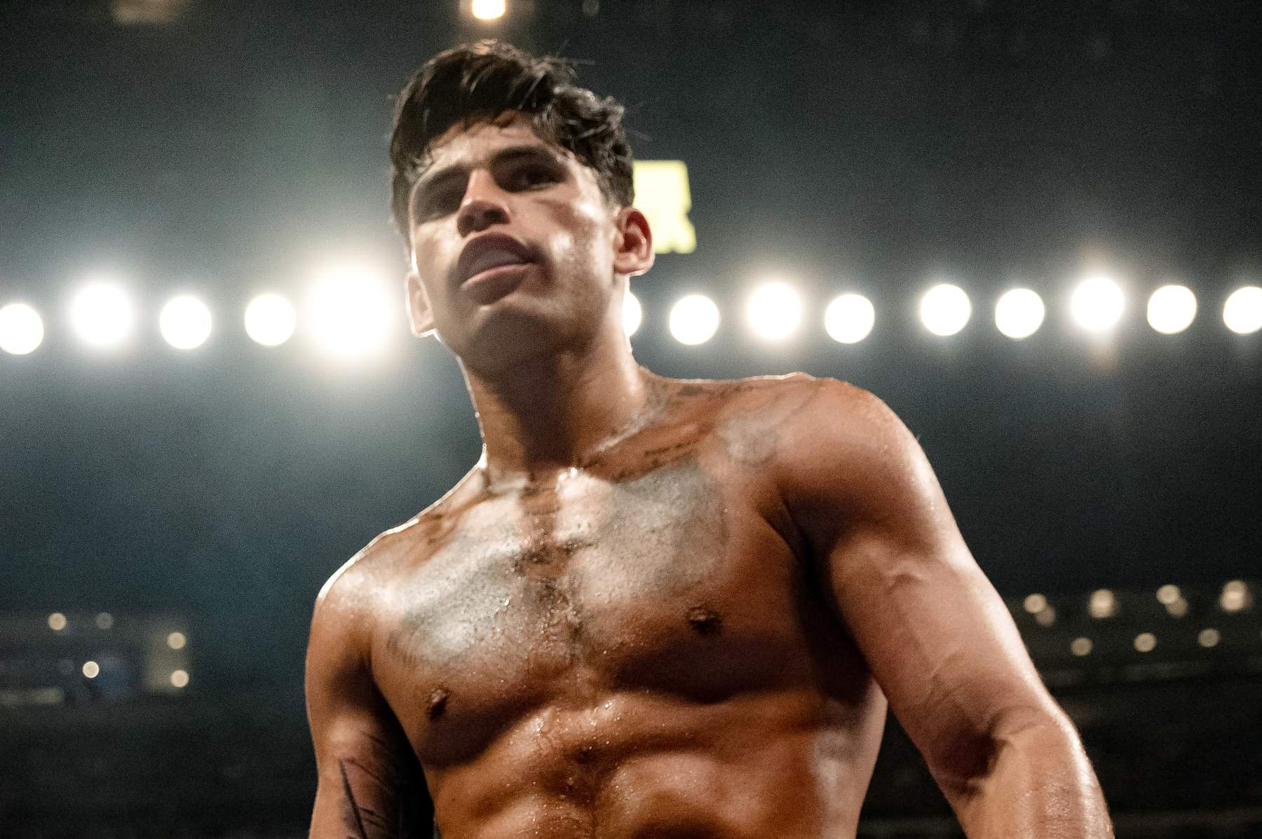 LOS ANGELES, CALIFORNIA - JULY 16: Ryan Garcia enters the ring to fight Javier Fortuna during their Super Light weight 12 rounds fight at Crypto.com Arena on July 16, 2022 in Los Angeles, California. (Photo by Sye Williams/Getty Images)
