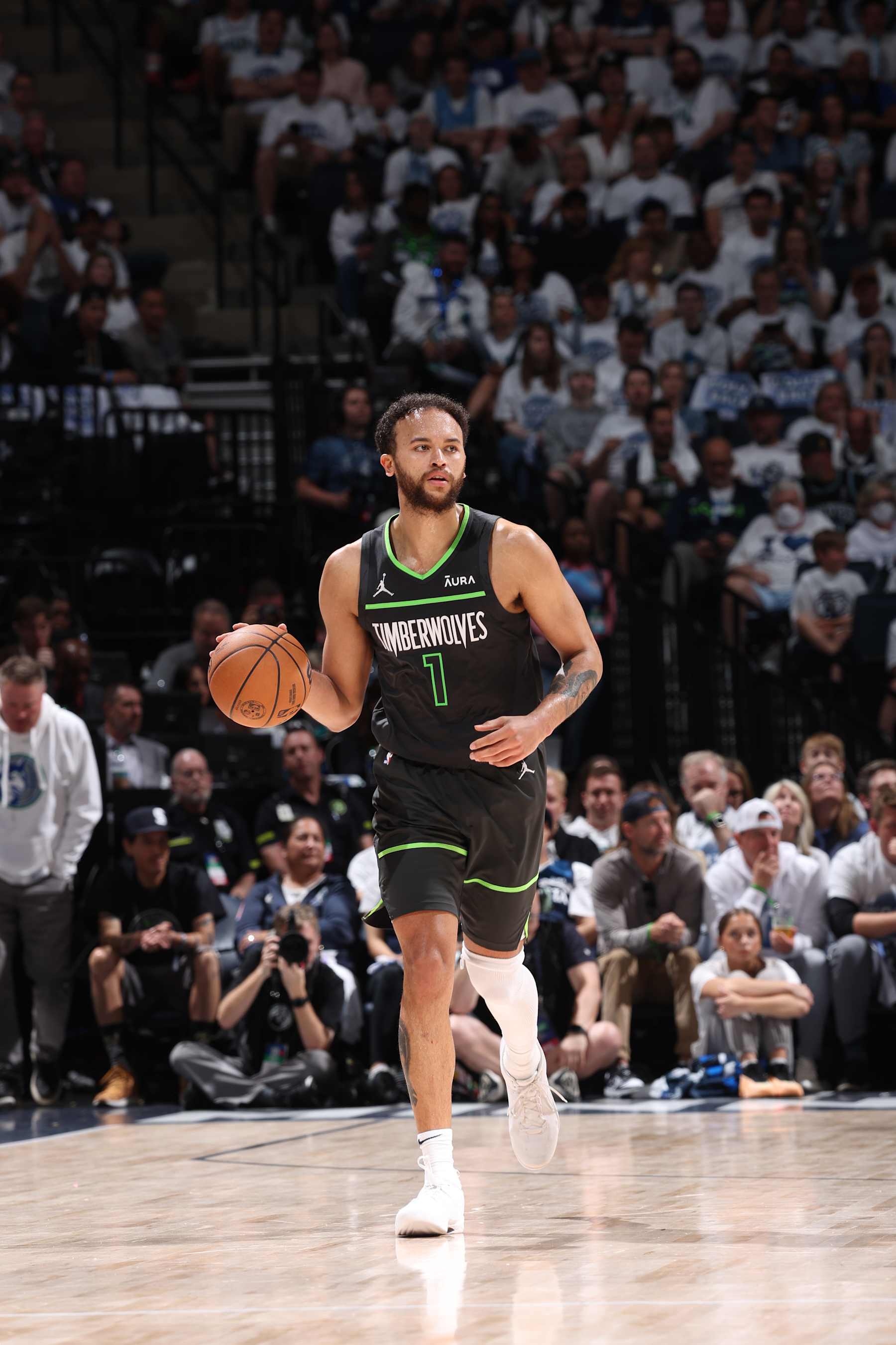 MINNEAPOLIS, MN - MAY 30: Kyle Anderson #1 of the Minnesota Timberwolves dribbles the ball during the game against the Dallas Mavericks during Game 5 of the Western Conference Finals during the 2024 NBA Playoffs on May 30, 2024 at Target Center in Minneapolis, Minnesota. NOTE TO USER: User expressly acknowledges and agrees that, by downloading and or using this Photograph, user is consenting to the terms and conditions of the Getty Images License Agreement. Mandatory Copyright Notice: Copyright 2024 NBAE (Photo by David Sherman/NBAE via Getty Images)