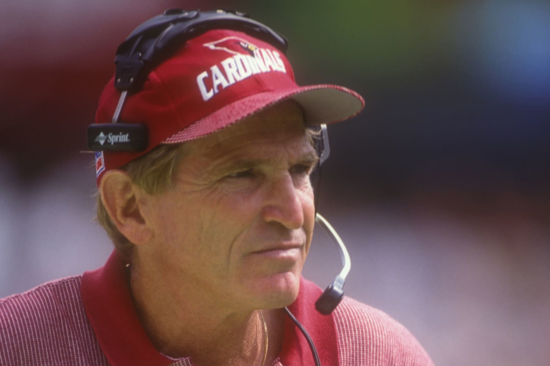 LANDOVER, MD - SEPTEMBER 14:  Head coach Vince Tobin of the Phoenix Cardinals looks on during a football game against the Washington Redskins on September 14, 1997 at Jack Kent Cooke Stadium in Landover, Maryland.  The Redskins won 19-13.  (Photo by Mitchell Layton/Getty Images)