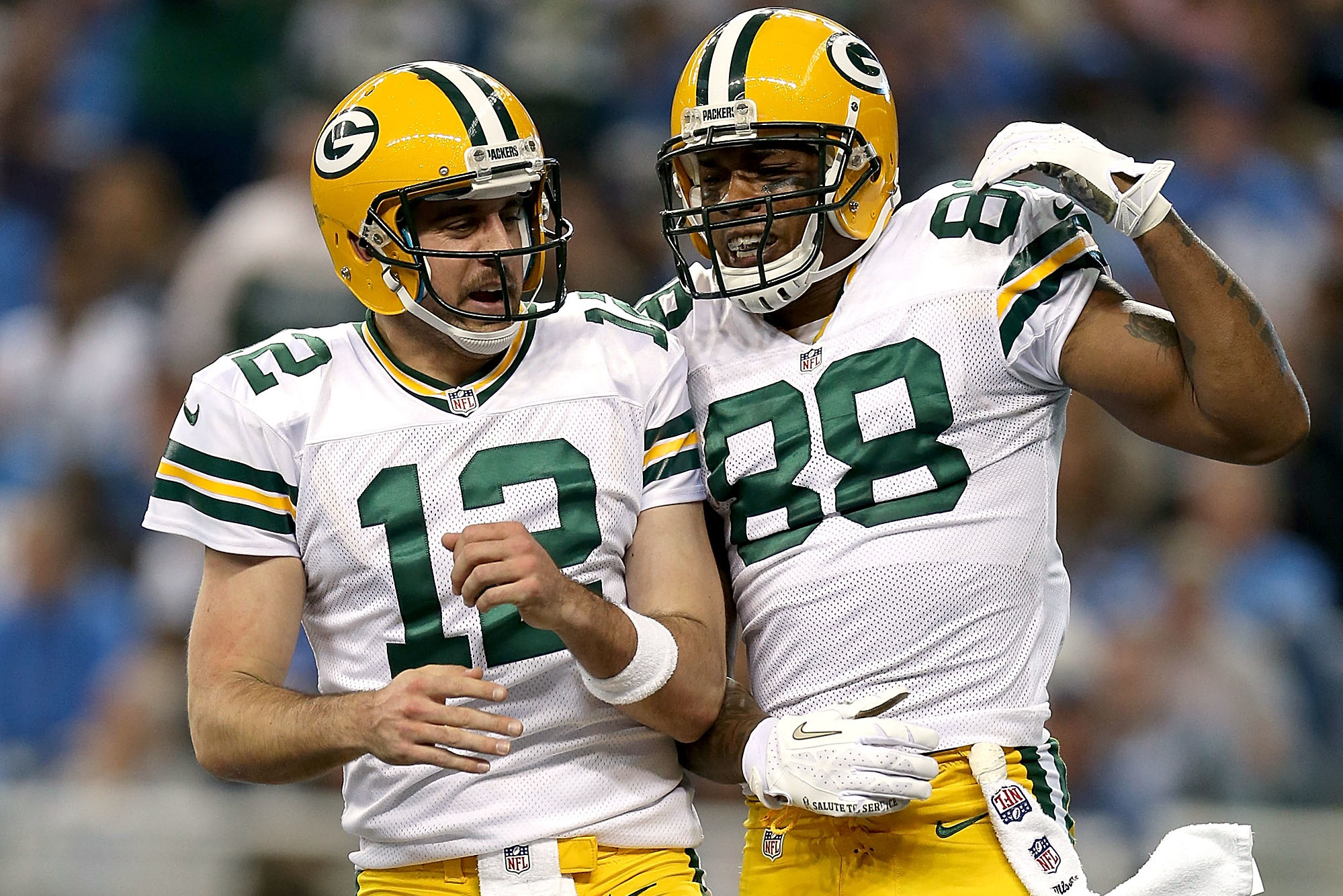 Green Bay Packers tight end Jermichael Finley (88) catches a