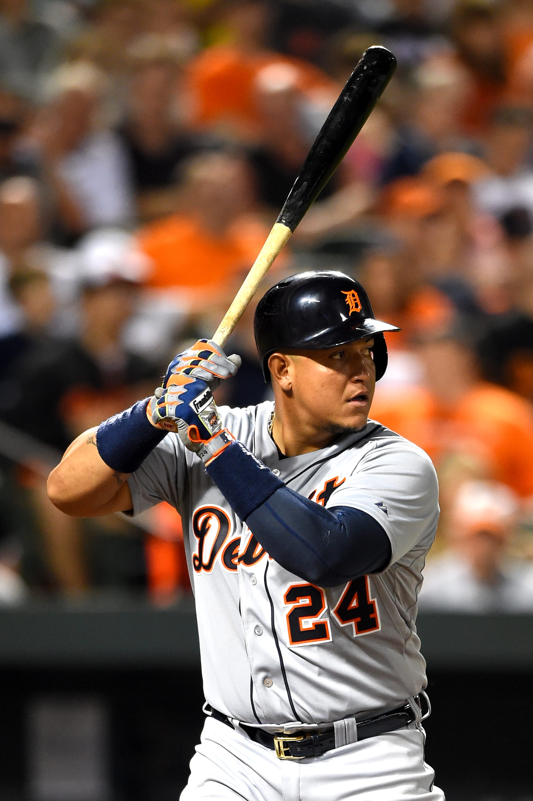 BALTIMORE, MD - MAY 12: Miguel Cabrera #24 of the Detroit Tigers hits against the Baltimore Orioles at Oriole Park at Camden Yards on May 12, 2014 in Baltimore, Maryland. (Photo by Patrick Smith/Getty Images) 