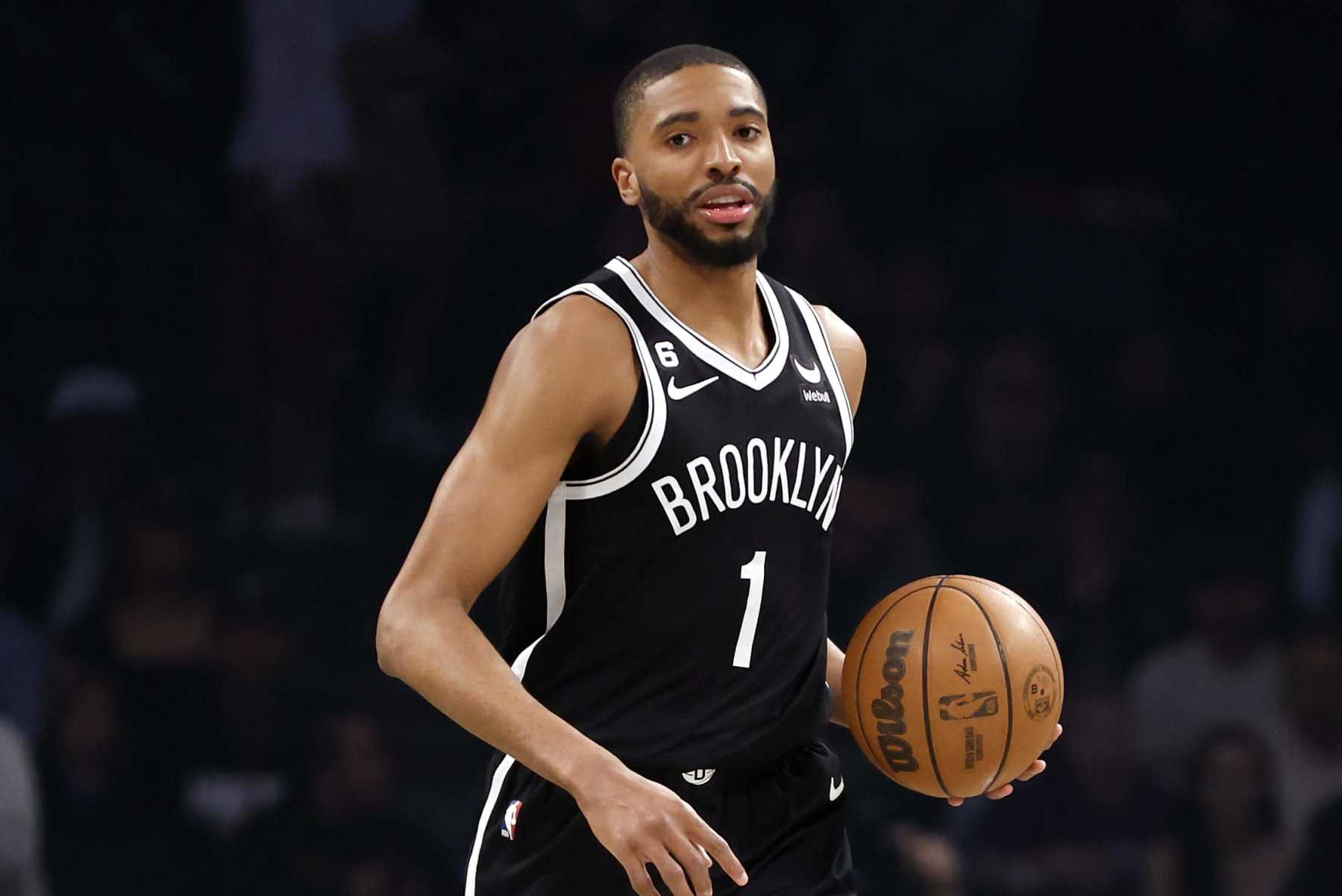 NEW YORK, NEW YORK - APRIL 20: Mikal Bridges #1 of the Brooklyn Nets dribbles against the Philadelphia 76ers during the first half of Game Three of the Eastern Conference First Round Playoffs at Barclays Center on April 20, 2023 in the Brooklyn borough of New York City. NOTE TO USER: User expressly acknowledges and agrees that, by downloading and or using this photograph, User is consenting to the terms and conditions of the Getty Images License Agreement. (Photo by Sarah Stier/Getty Images) NEW YORK, NEW YORK - APRIL 20: Mikal Bridges #1 of the Brooklyn Nets dribbles against the Philadelphia 76ers during the first half of Game Three of the Eastern Conference First Round Playoffs at Barclays Center on April 20, 2023 in the Brooklyn borough of New York City. NOTE TO USER: User expressly acknowledges and agrees that, by downloading and or using this photograph, User is consenting to the terms and conditions of the Getty Images License Agreement. (Photo by Sarah Stier/Getty Images)