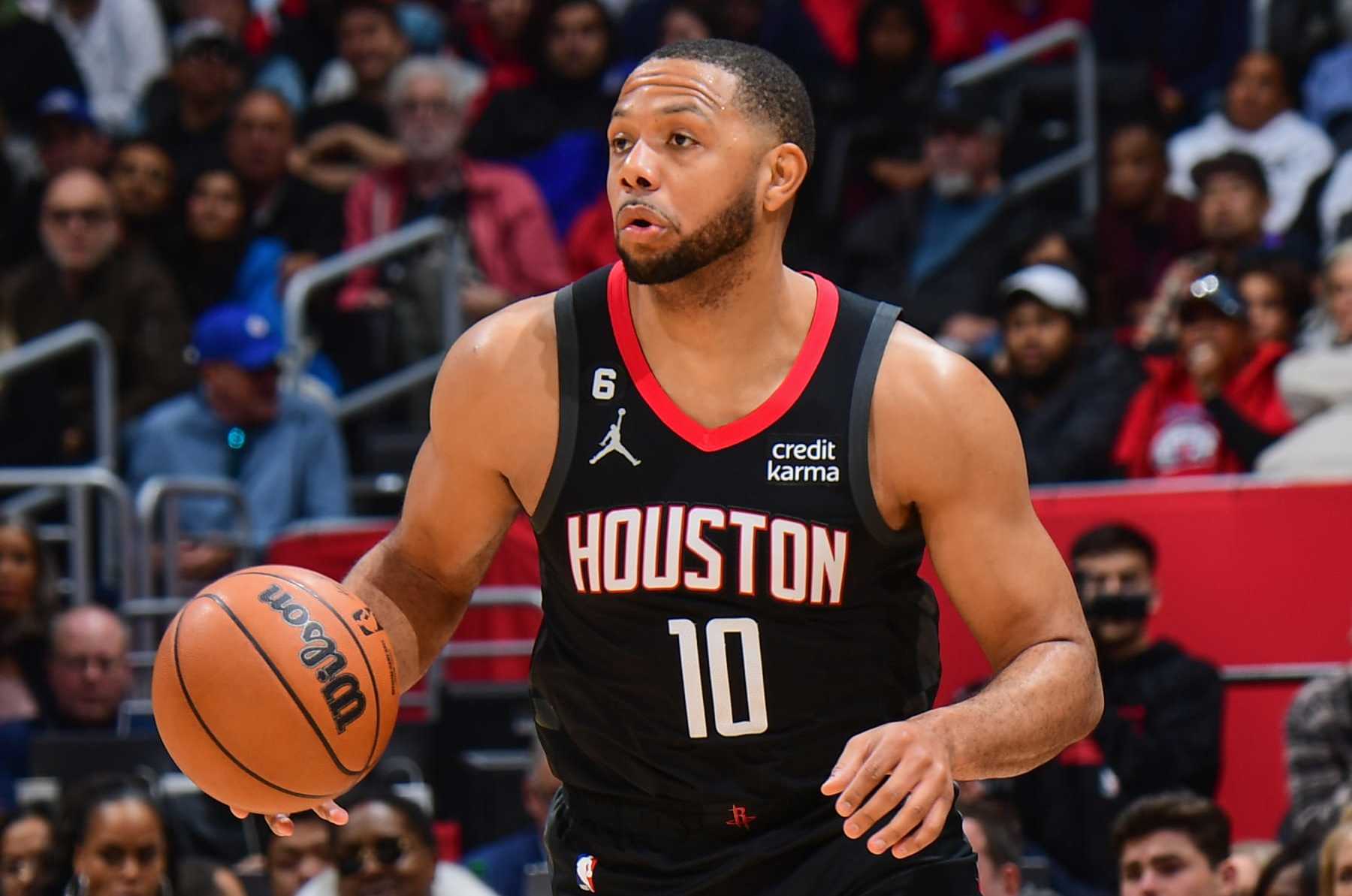 LOS ANGELES, CA - JANUARY 15: Eric Gordon #10 of the Houston Rockets drives to the basket during the game against the LA Clippers on January 15, 2023 at Crypto.Com Arena in Los Angeles, California. NOTE TO USER: User expressly acknowledges and agrees that, by downloading and/or using this Photograph, user is consenting to the terms and conditions of the Getty Images License Agreement. Mandatory Copyright Notice: Copyright 2023 NBAE (Photo by Adam Pantozzi/NBAE via Getty Images) LOS ANGELES, CA - JANUARY 15: Eric Gordon #10 of the Houston Rockets drives to the basket during the game against the LA Clippers on January 15, 2023 at Crypto.Com Arena in Los Angeles, California. NOTE TO USER: User expressly acknowledges and agrees that, by downloading and/or using this Photograph, user is consenting to the terms and conditions of the Getty Images License Agreement. Mandatory Copyright Notice: Copyright 2023 NBAE (Photo by Adam Pantozzi/NBAE via Getty Images)