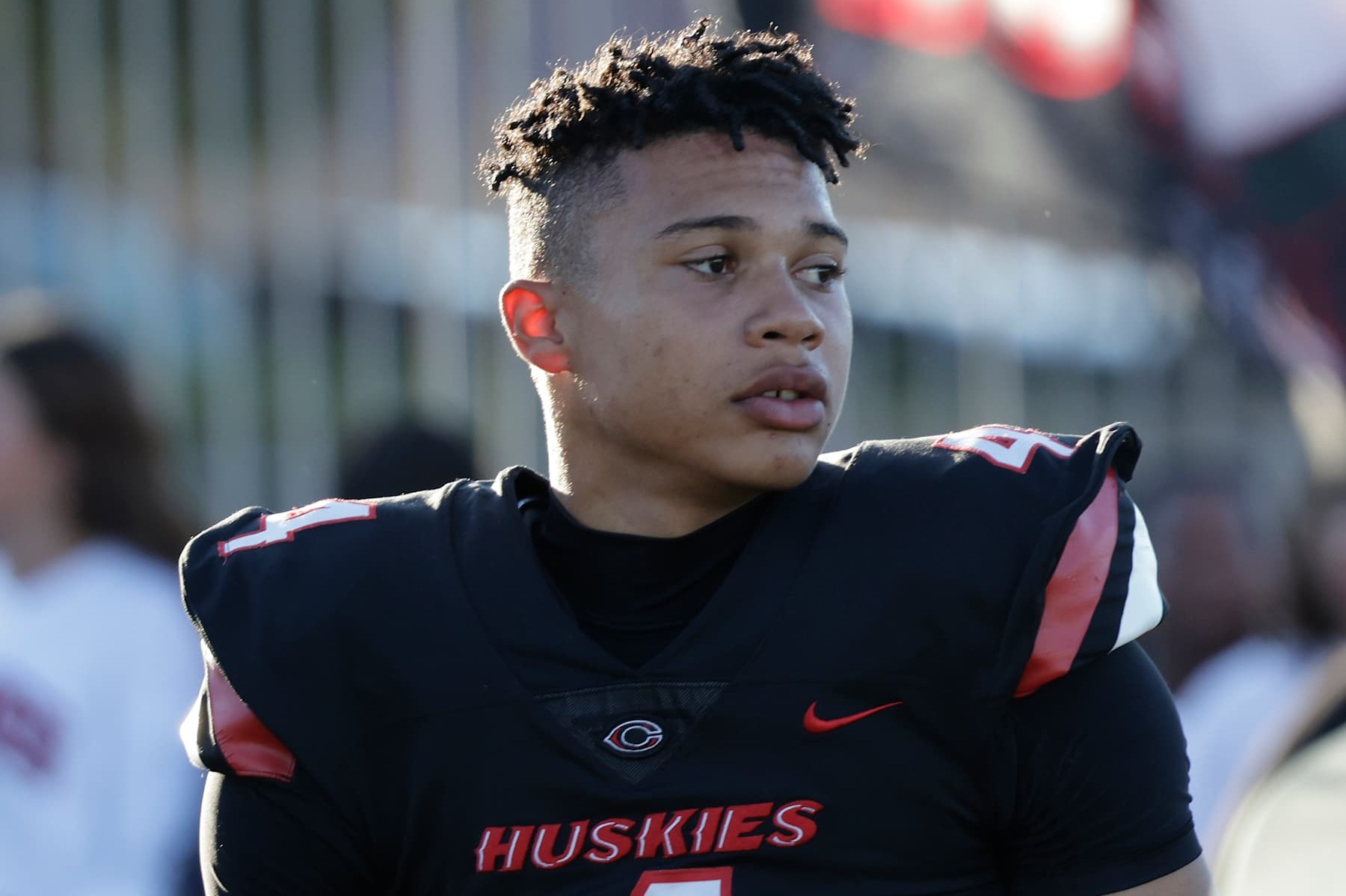 CORONA, CA - AUGUST 18: Corona Centennial quarterback Husan Longstreet during the season opener against Mater Dei at Corona Centennial High School on Friday, Aug. 18, 2023 in Corona, CA. (Myung J. Chun / Los Angeles Times via Getty Images)