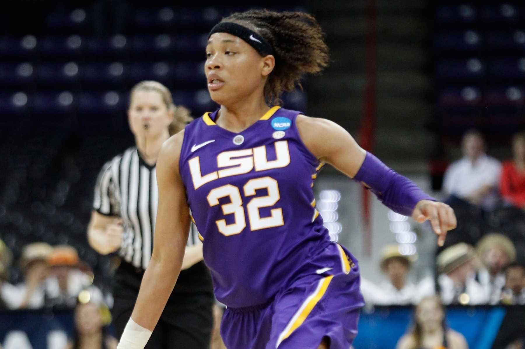 SPOKANE, WA - MARCH 30: Guard Danielle Ballard #32 of the LSU Lady Tigers moves the ball towards the hoop against the California Golden Bears during the NCAA Division I Women's Basketball Regional Championship at Spokane Arena on March 30, 2013 in Spokane, Washington. The Golden Bears defeated the Lady Tigers 73-63. (Photo by William Mancebo/Getty Images)