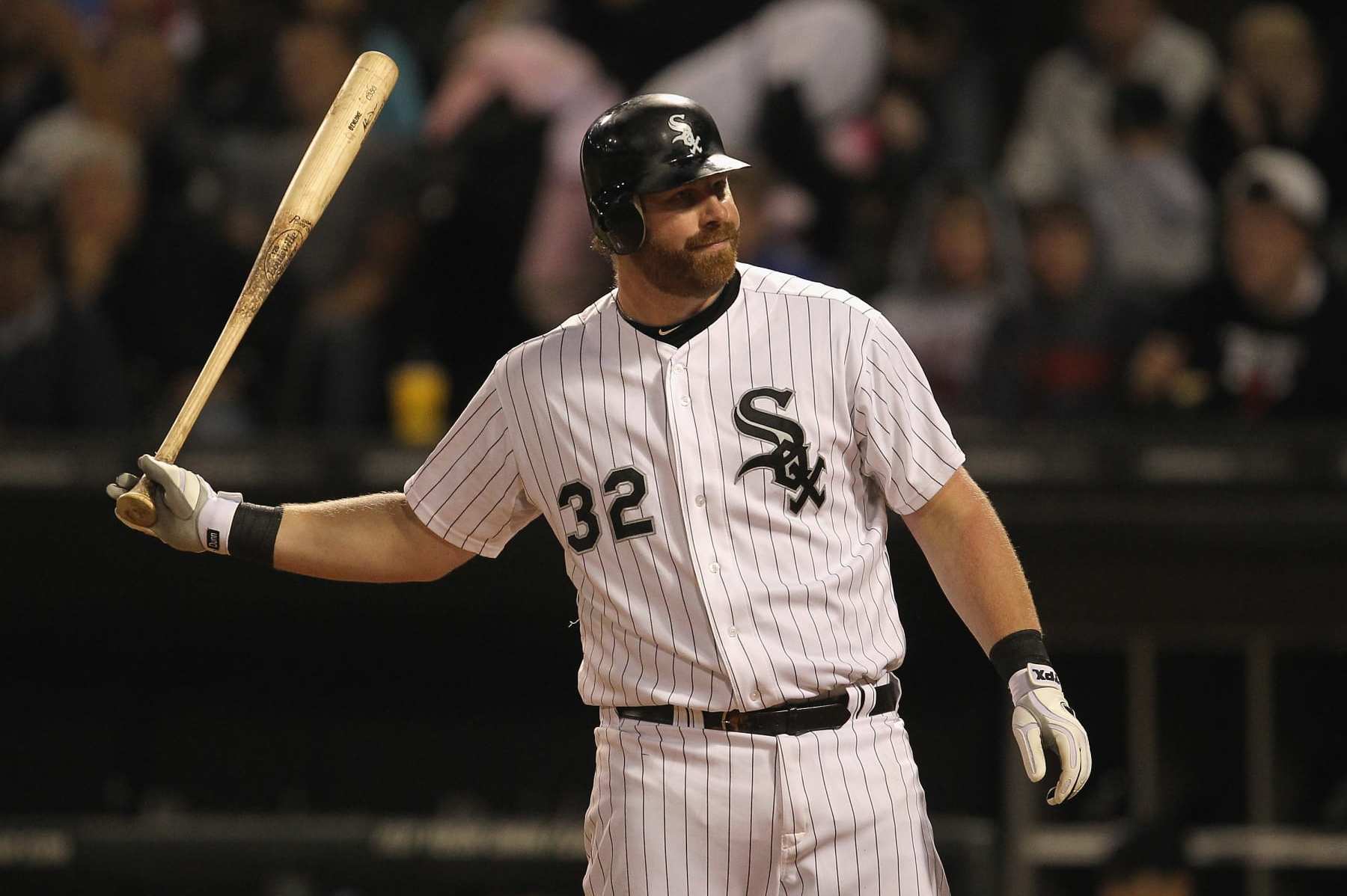 CHICAGO, IL - SEPTEMBER 27: Adam Dunn #32 of the Chicago White Sox throws his bat after striking out against the Toronto Blue Jays at U.S. Cellular Field on September 27, 2011 in Chicago, Illinois. (Photo by Jonathan Daniel/Getty Images)