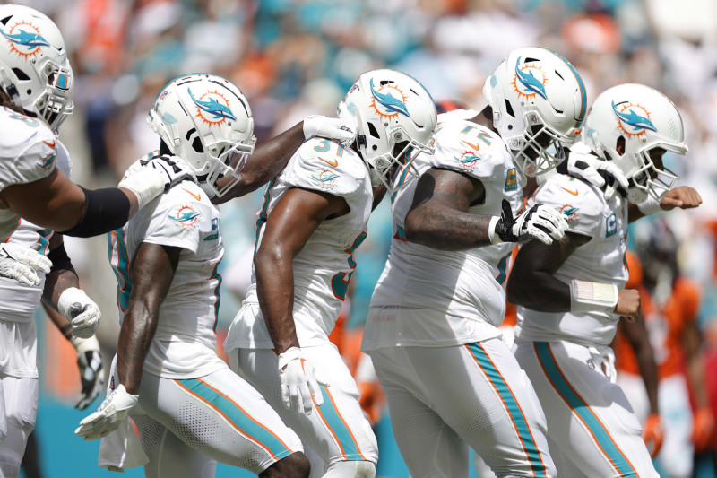 Miami Gardens, Florida, USA. 4th Nov, 2018. Miami Dolphins players