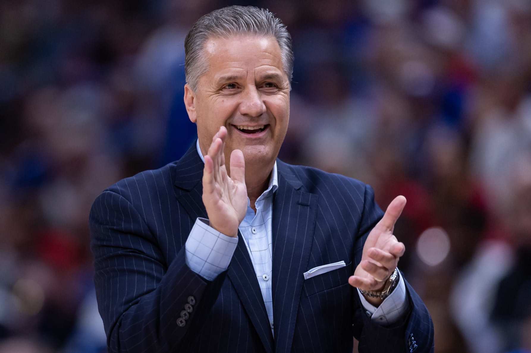 CHICAGO, ILLINOIS - NOVEMBER 14: Head coach John Calipari of the Kentucky Wildcats is seen during the game against the Kansas Jayhawks in the Champions Classic at the United Center on November 14, 2023 in Chicago, Illinois. (Photo by Michael Hickey/Getty Images)