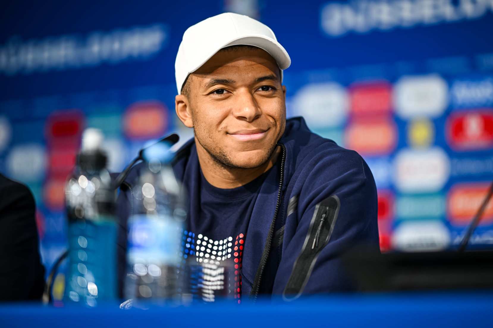 DUSSELDORF, GERMANY - JUNE 16: Kylian Mbappe of France during the press conference at Düsseldorf Arena on June 16, 2024 in Dusseldorf, Germany. (Photo by Frederic Scheidemann - UEFA/UEFA via Getty Images)