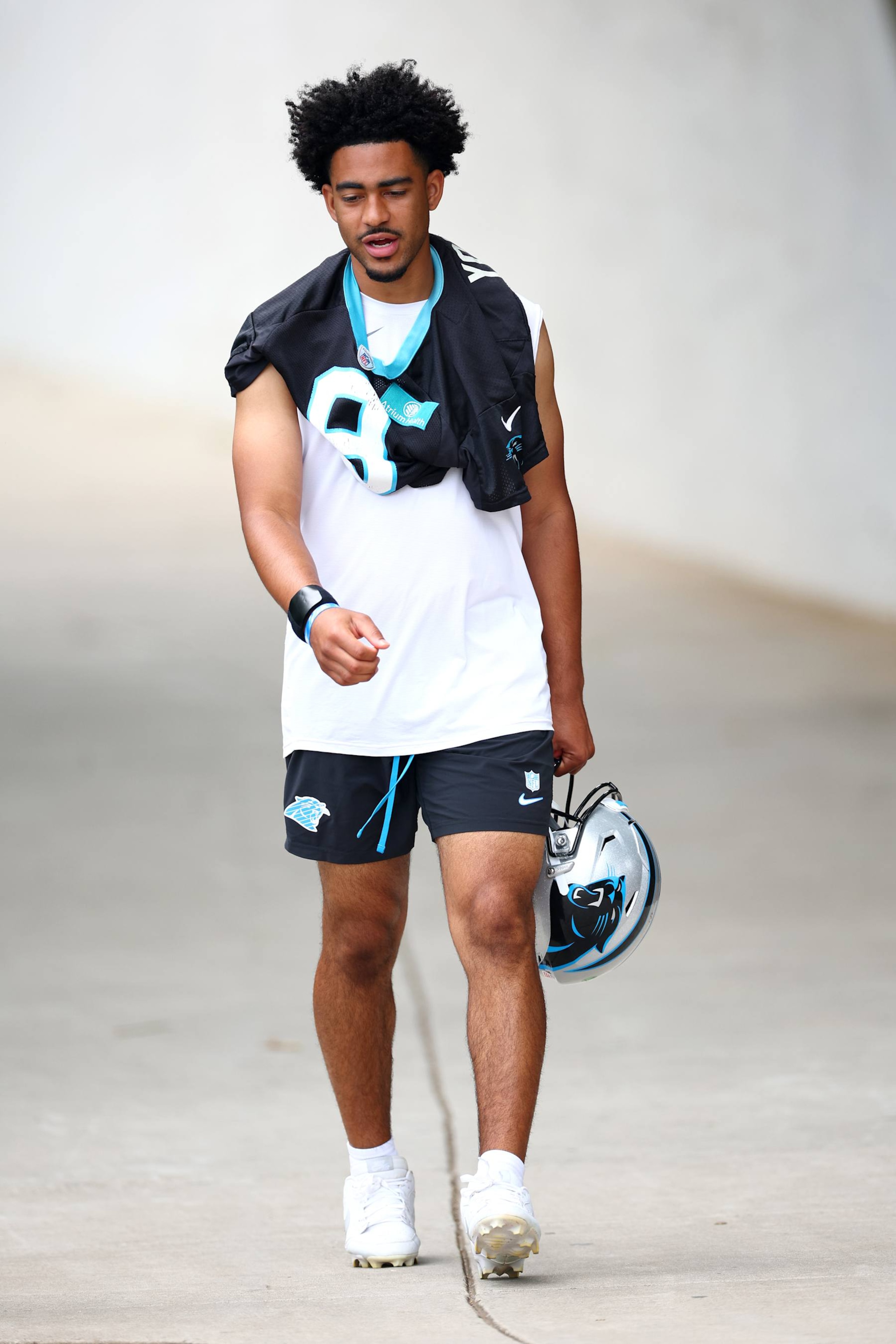 CHARLOTTE, NORTH CAROLINA - JUNE 04: Bryce Young #8 of the Carolina Panthers attends Carolina Panthers OTA Offseason Workout on June 04, 2024 in Charlotte, North Carolina. (Photo by Jared C. Tilton/Getty Images)