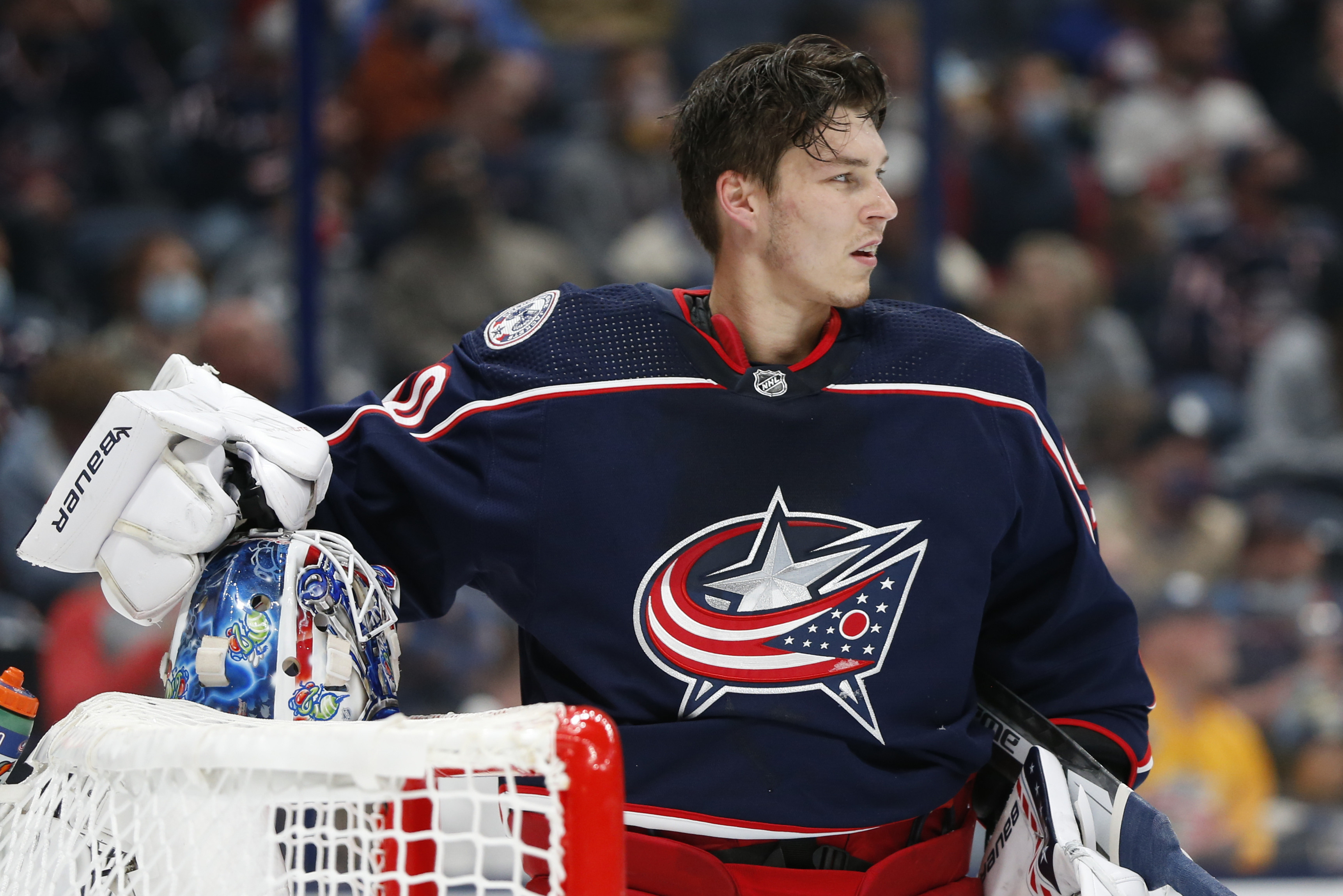Columbus Blue Jackets' Elvis Merzlikins asks reporters to temporarily  'leave me alone