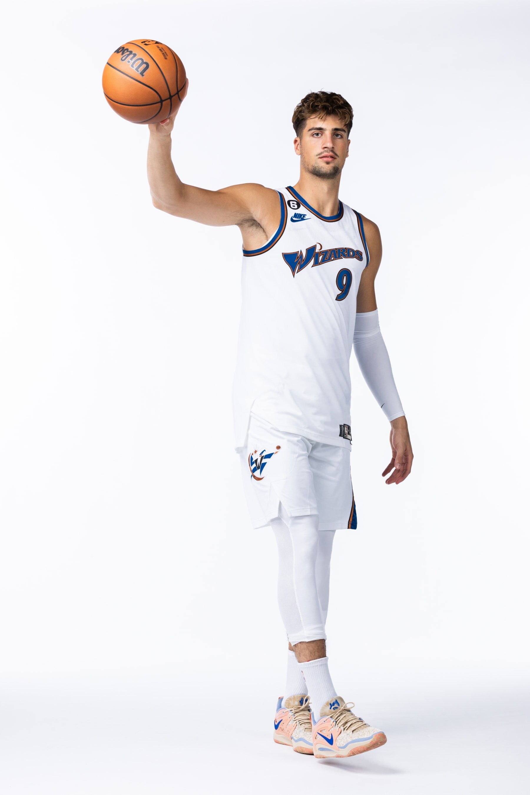 WASHINGTON, DC - SEPTEMBER 23: Deni Avdija #9 of the Washington Wizards poses for a portrait during NBA Media Day on September 23, 2022 at Entertainment and Sports Arena in Washington, DC. NOTE TO USER: User expressly acknowledges and agrees that, by downloading and or using this Photograph, user is consenting to the terms and conditions of the Getty Images License Agreement. Mandatory Copyright Notice: Copyright 2022 NBAE (Photo by Stephen Gosling/NBAE via Getty Images)