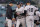 New York Yankees manager Aaron Boone takes the ball from pitcher Gerrit Cole against the Detroit Tigers in the second inning of a baseball game in Detroit, Tuesday, April 19, 2022. (AP Photo/Paul Sancya)