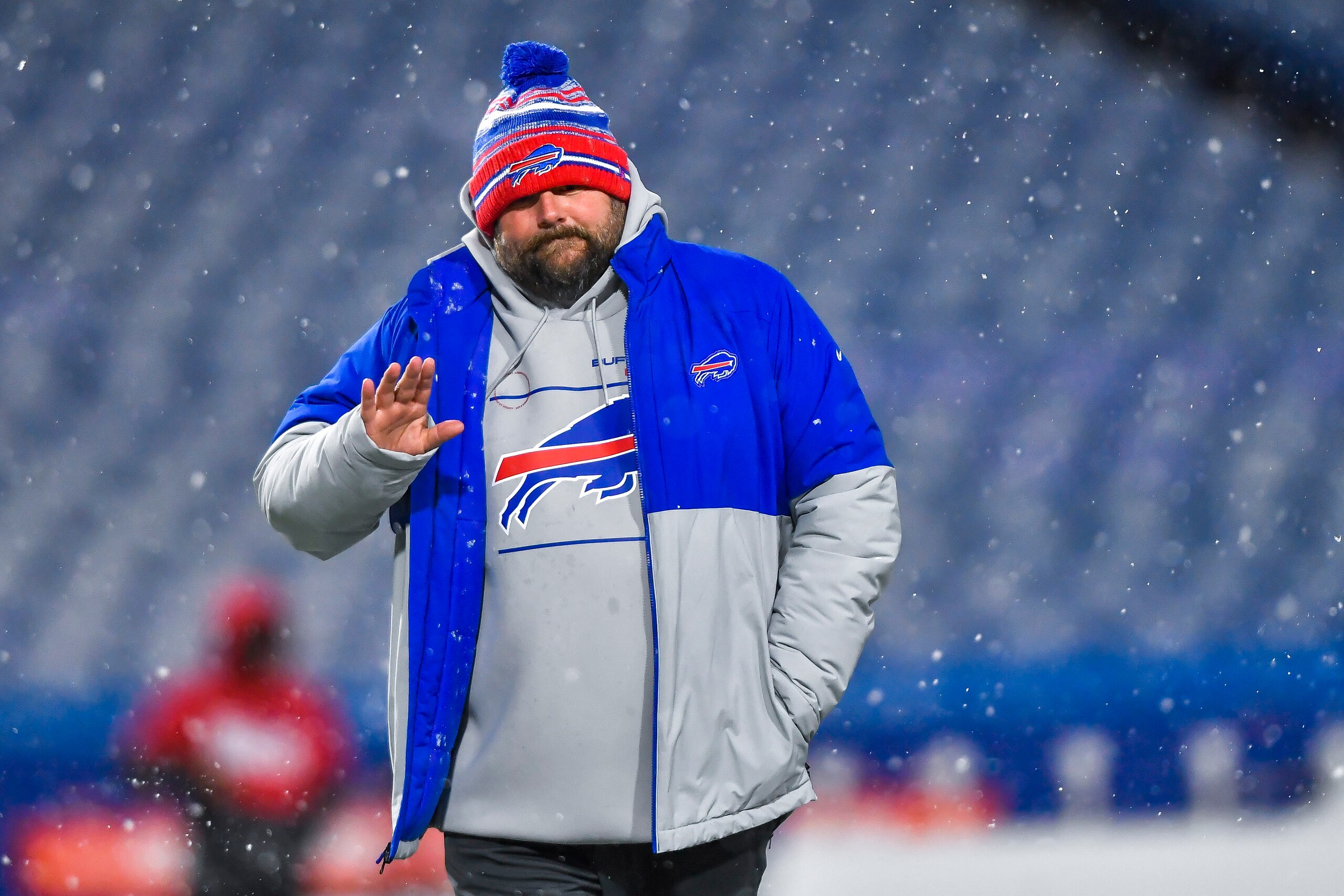 Buffalo Bills offensive coordinator Brian Daboll walks on the field before an NFL football game against the New England Patriots in Orchard Park, N.Y., Monday, Dec. 6, 2021. (AP Photo/Adrian Kraus) Buffalo Bills offensive coordinator Brian Daboll walks on the field before an NFL football game against the New England Patriots in Orchard Park, N.Y., Monday, Dec. 6, 2021. (AP Photo/Adrian Kraus)