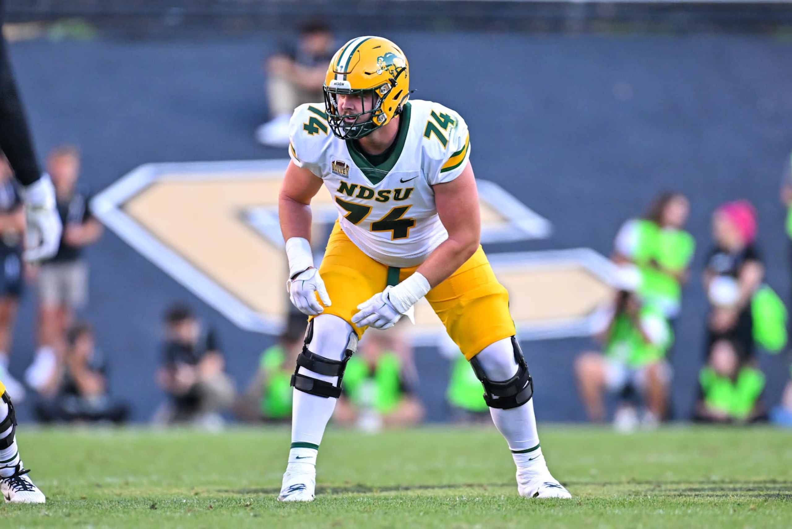 BOULDER, CO - AUGUST 29: North Dakota State guard Grey Zabel (74) during the college football game between the North Dakota State Bison and the Colorado Buffaloes on August 29, 2024 at Folsom Field in Boulder, CO. (Photo by Kevin Langley/Icon Sportswire via Getty Images)