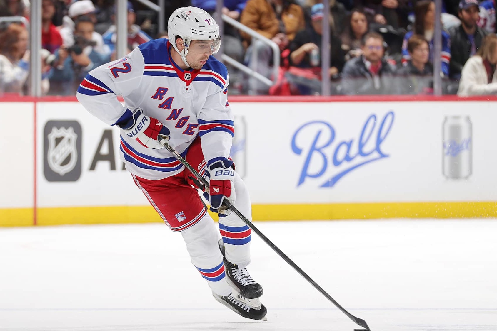DENVER, COLORADO - JANUARY 14: Filip Chytil #72 of the New York Rangers skates against the Colorado Avalanche at Ball Arena on January 14, 2025 in Denver, Colorado. (Photo by Michael Martin/NHLI via Getty Images)