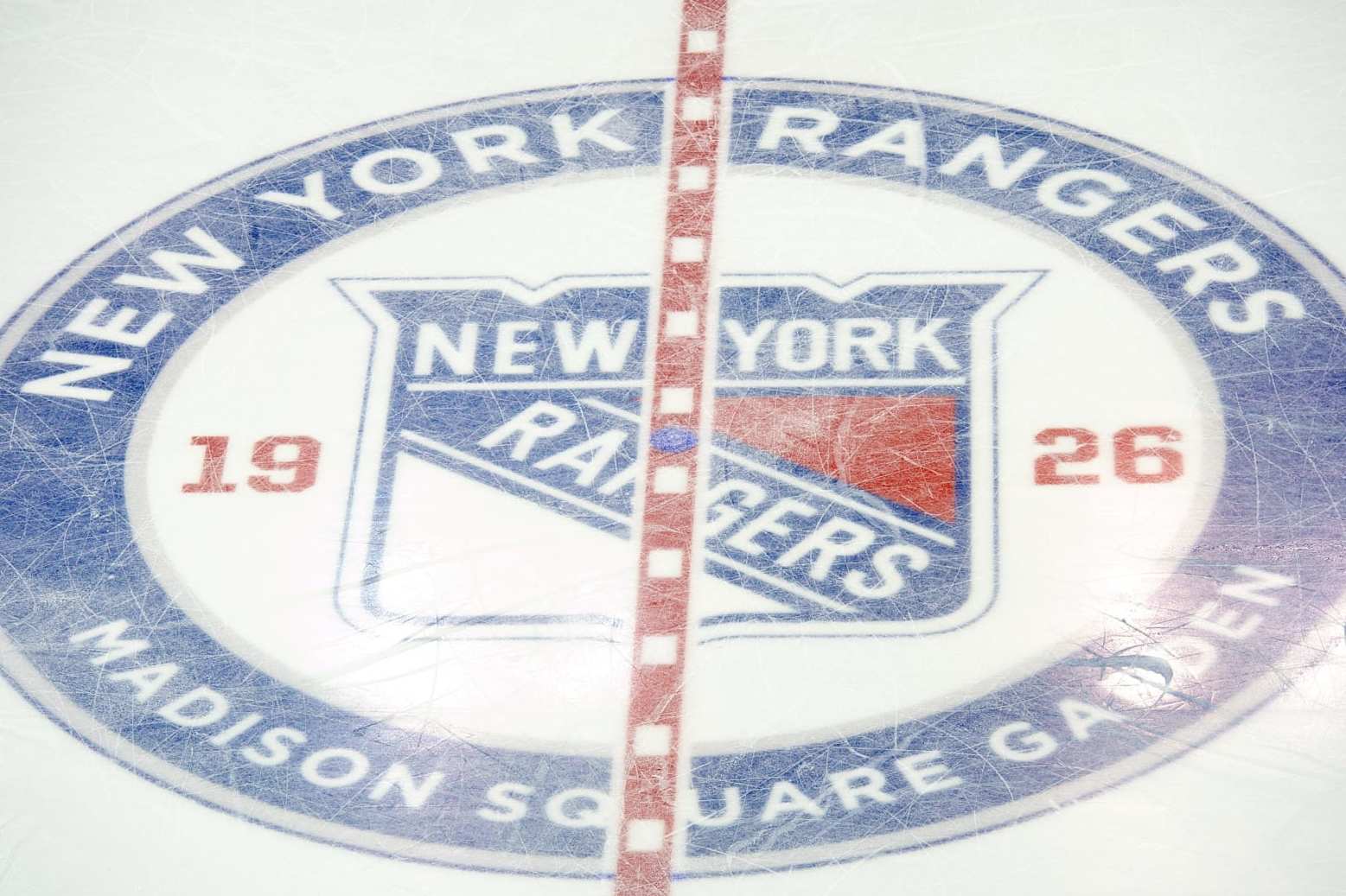 January 11, 2014: A view of the New York Rangers logo at center ice during the Yale Bulldogs versus the Harvard Crimson game at Madison Square Garden in New York, NY. The Yale Bulldogs defeated the Harvard Crimson 5-1. (Photo by Steven Ryan/Icon SMI/Corbis/Icon Sportswire via Getty Images)
