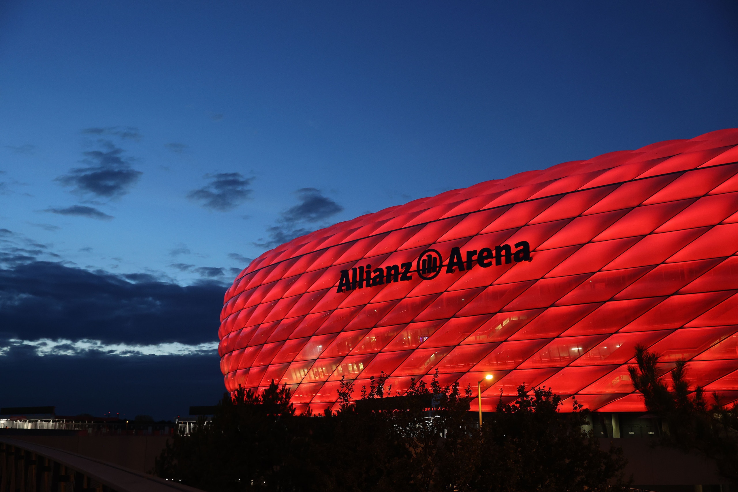 MUNICH, GERMANY - OCTOBER 21: A general view of the Allianz Arena prior to the UEFA Champions League Group A stage match between FC Bayern Muenchen and Atletico Madrid at Allianz Arena on October 21, 2020 in Munich, Germany. (Photo by Alexander Hassenstein/Getty Images)