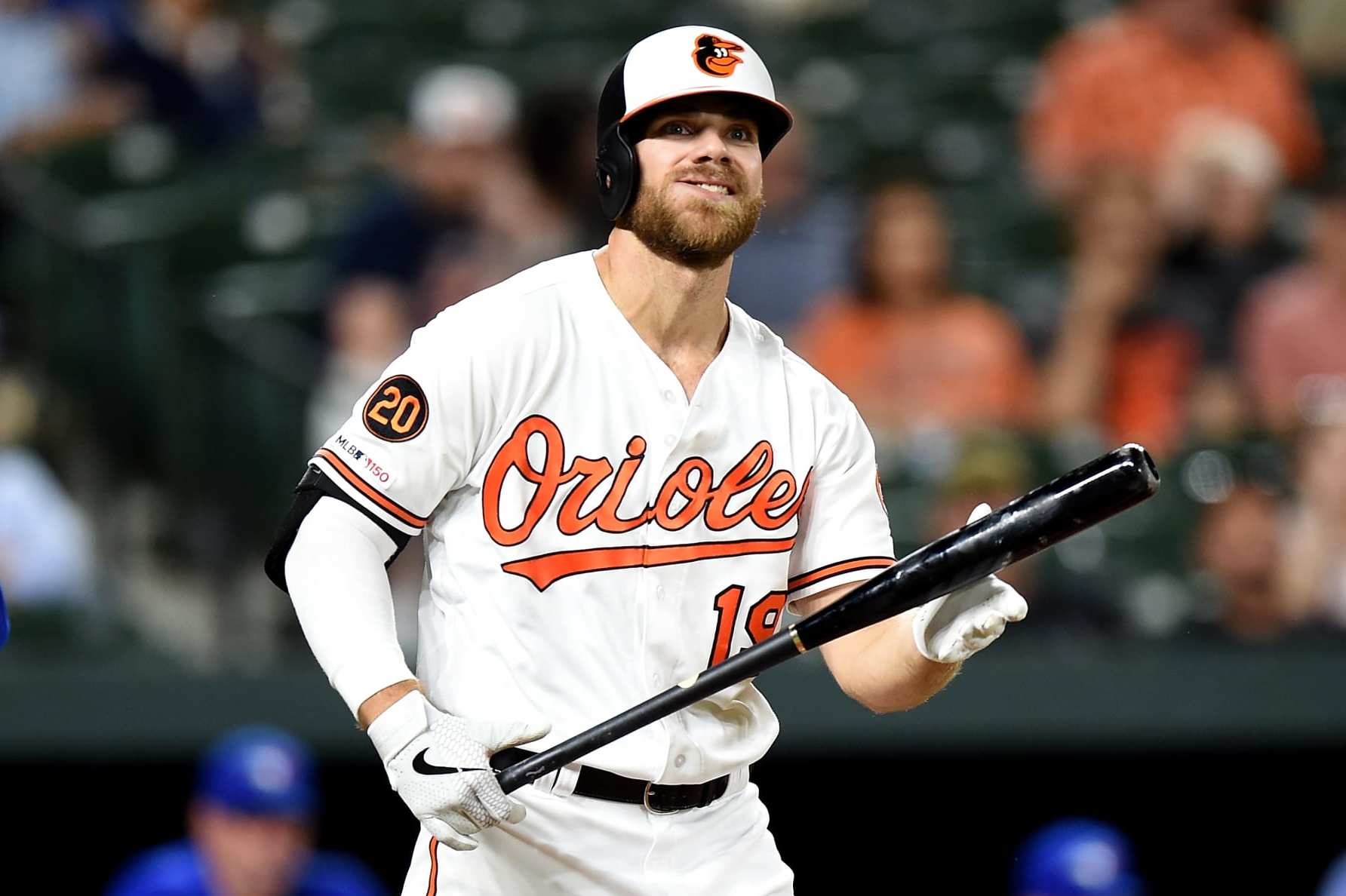 BALTIMORE, MD - JUNE 11: Chris Davis #19 of the Baltimore Orioles reacts after striking out in the eighth inning against the Toronto Blue Jays at Oriole Park at Camden Yards on June 11, 2019 in Baltimore, Maryland. (Photo by Greg Fiume/Getty Images)