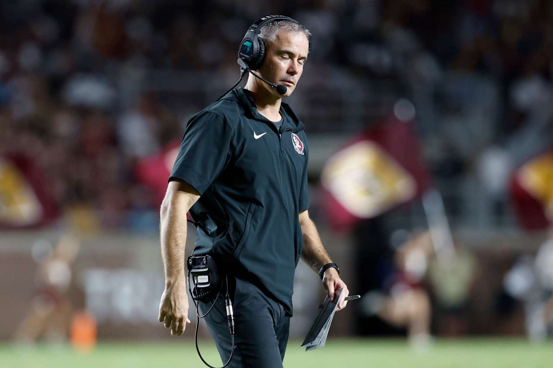 TALLAHASSEE, FL - SEPTEMBER 02: Florida State Seminoles head coach Mike Norvell reacts during a college football game against the Boston College Eagles on September 02, 2024 at Bobby Bowden Field at Doak Campbell Stadium in Tallahassee, Florida. (Photo by Joe Robbins/Icon Sportswire via Getty Images)