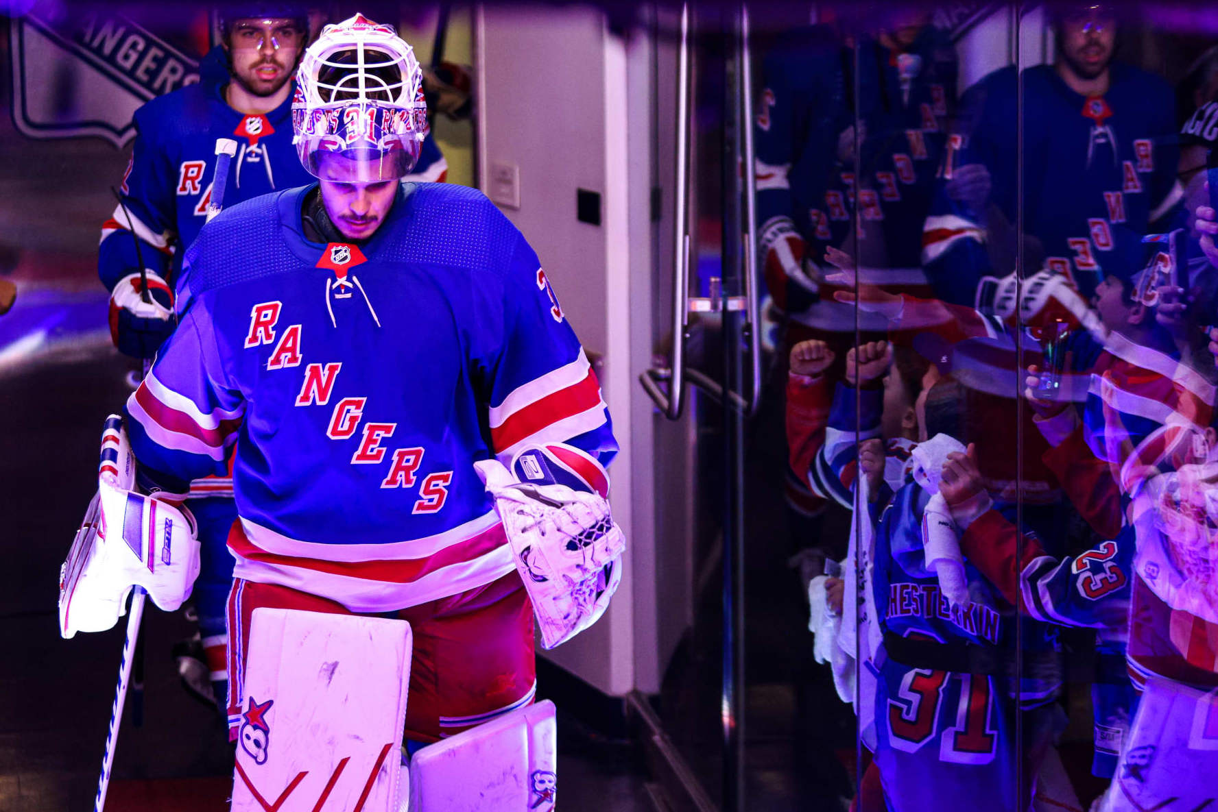 NEW YORK, NEW YORK - APRIL 29: Igor Shesterkin #31 of the New York Rangers takes the ice prior to the game against the New Jersey Devils in Game Six of the First Round of the 2023 Stanley Cup Playoffs at Madison Square Garden on April 29, 2023 in New York City. (Photo by Jared Silber/NHLI via Getty Images)