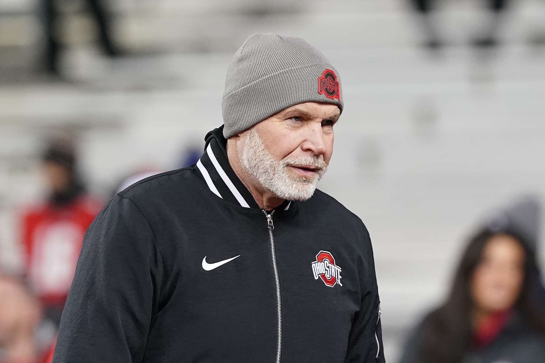 COLUMBUS, OHIO - DECEMBER 21: Defensive coordinator Jim Knowles of the Ohio State Buckeyes looks on before the game against the Tennessee Volunteers in the Playoff First Round Game at Ohio Stadium on December 21, 2024 in Columbus, Ohio.  (Photo by Jason Mowry/Getty Images)