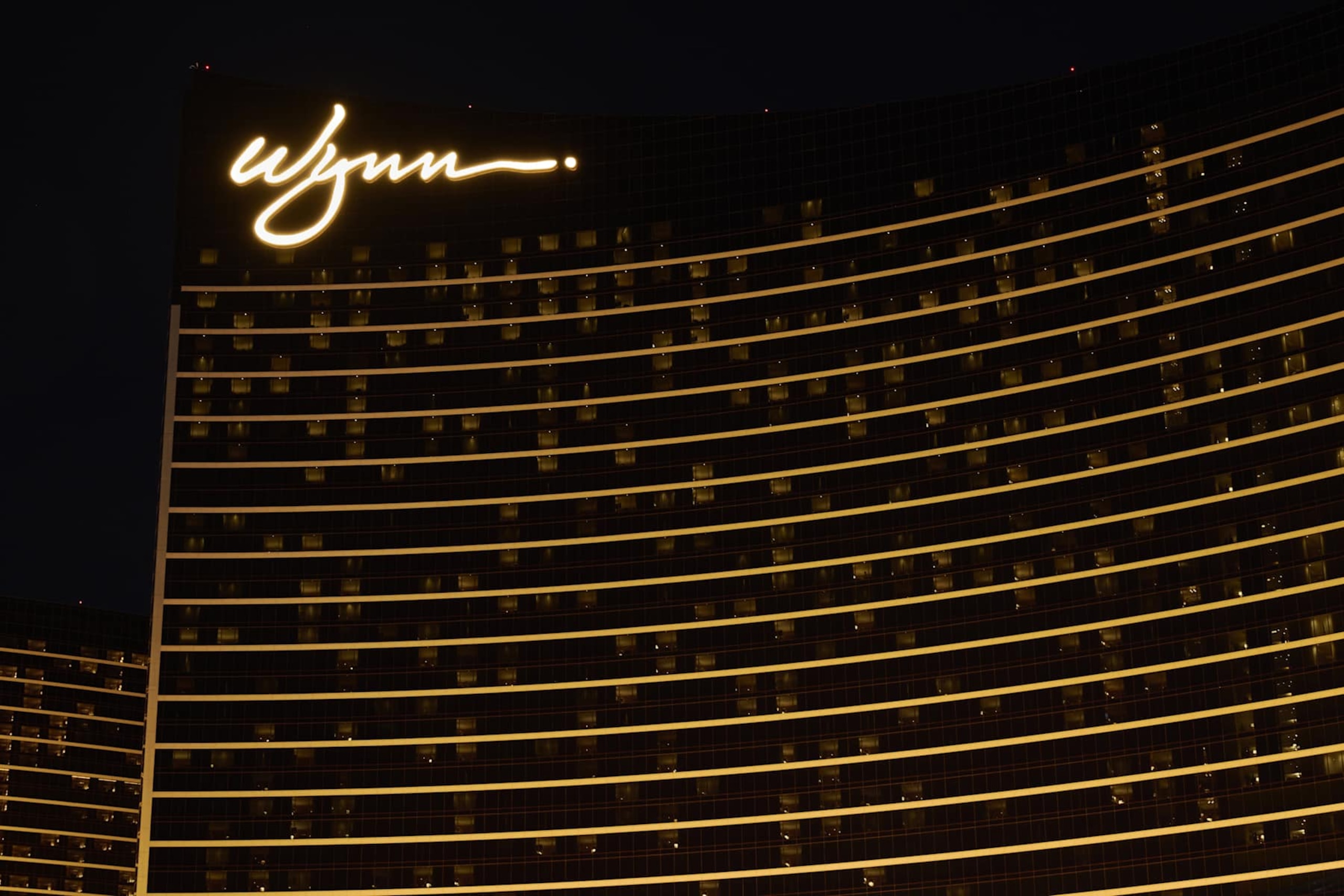 The Wynn Las Vegas resort and casino at night in Las Vegas, Nevada, US, on Monday, May 8, 2023. Wynn Resorts Ltd. is scheduled to release earnings figures on May 10. Photographer: Bridget Bennett/Bloomberg via Getty Images
