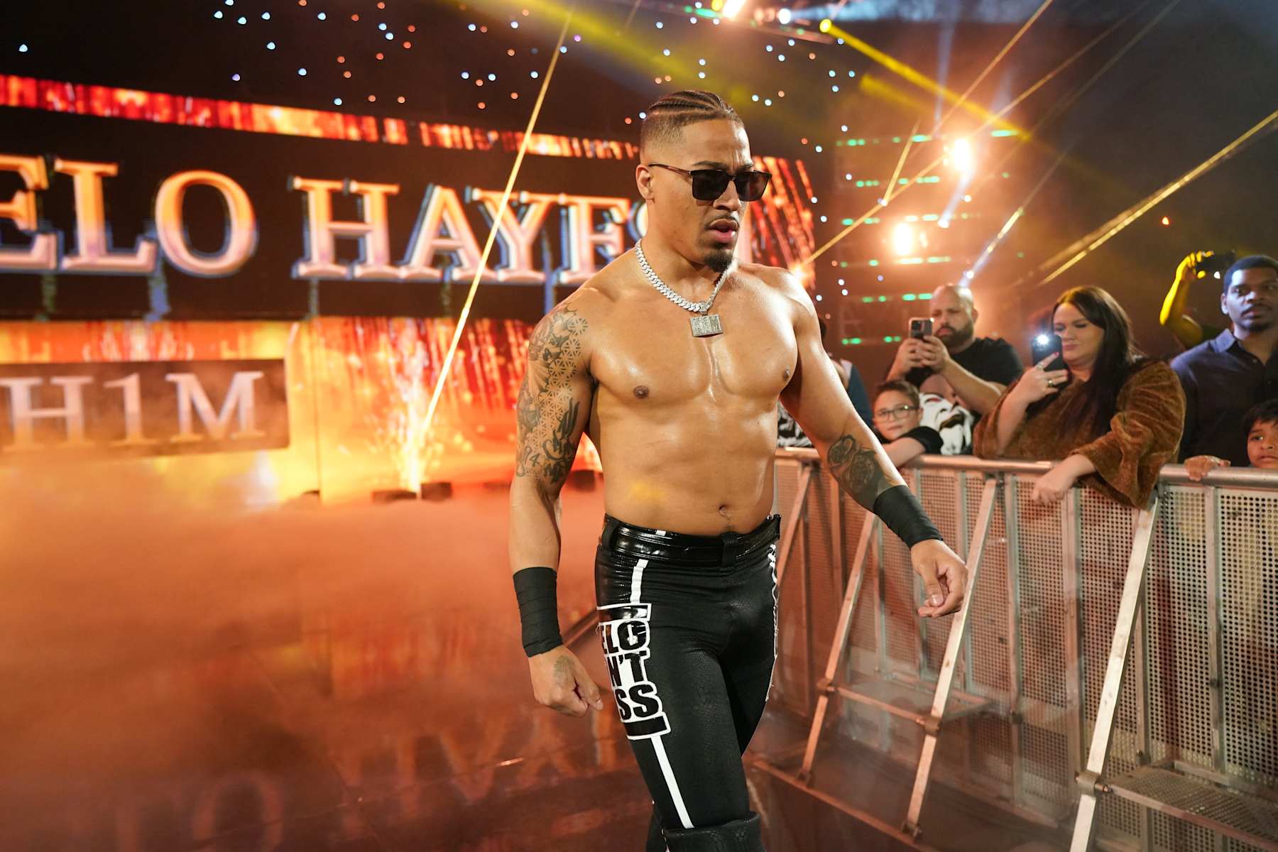 NEW YORK, NEW YORK - OCTOBER 25: Carmelo Hayes makes his entrance during WWE SmackDown at Barclays Center on October 25, 2024 in New York City.  (Photo by WWE/Getty Images)