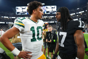 Video: Raiders' Davante Adams Hypes 'F--king Baller' Jordan Love After Packers Season