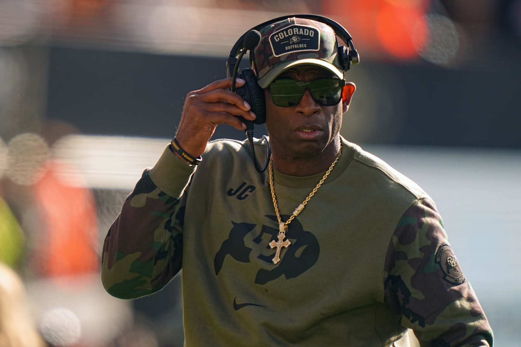 College Football: Colorado head coach Deion Sanders looks on vs Arizona at Folsom Field. 
Boulder, CO 11/11/2023 
CREDIT: Erick W. Rasco (Photo by Erick W. Rasco/Sports Illustrated via Getty Images) 
(Set Number: X164462)