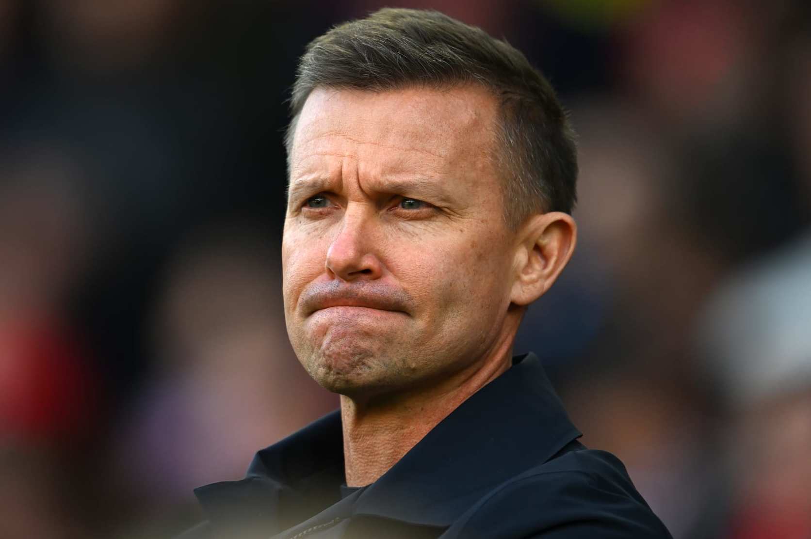 NOTTINGHAM, ENGLAND - FEBRUARY 05: Jesse Marsch, Manager of Leeds United, looks on prior to the Premier League match between Nottingham Forest and Leeds United at City Ground on February 05, 2023 in Nottingham, England. (Photo by Clive Mason/Getty Images)
