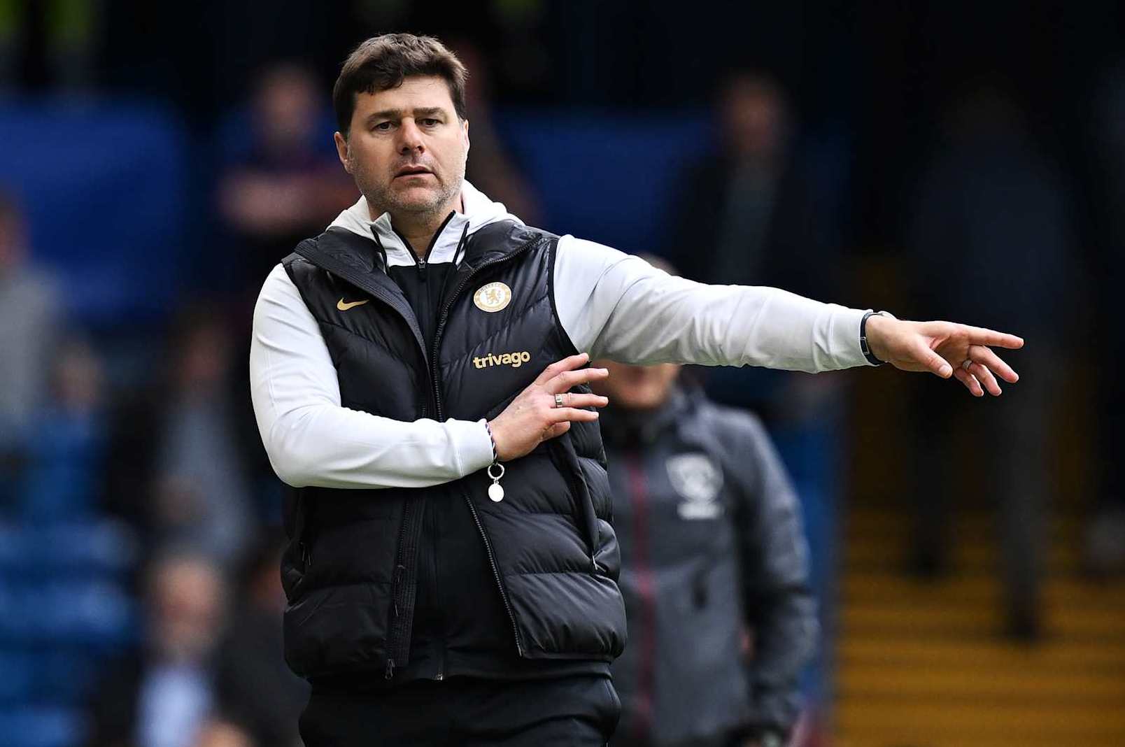 LONDON, ENGLAND - MAY 05: Mauricio Pochettino, Manager of Chelsea, gives the team instructions during the Premier League match between Chelsea FC and West Ham United at Stamford Bridge on May 05, 2024 in London, England. (Photo by Darren Walsh/Chelsea FC via Getty Images)