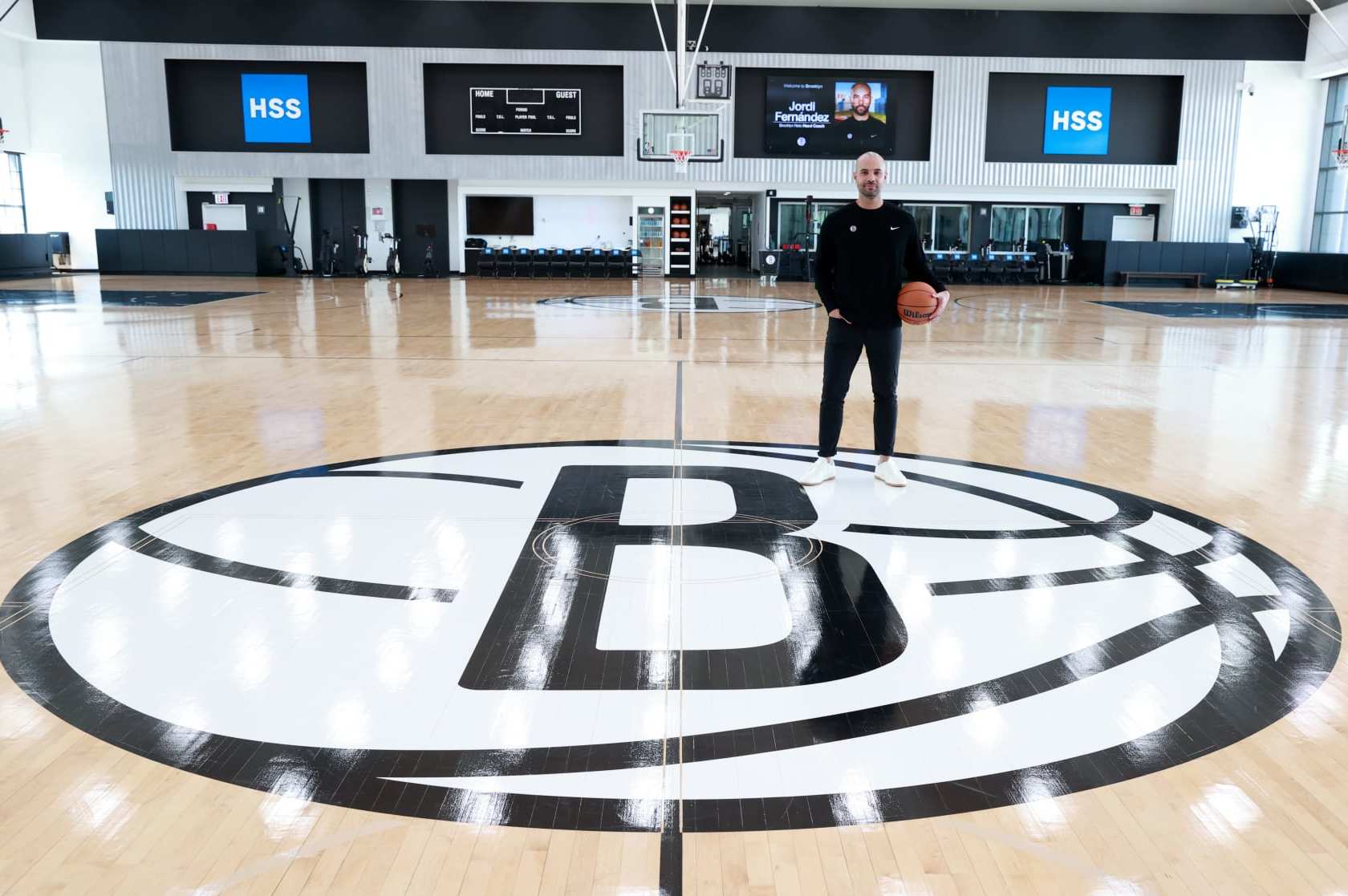 BROOKLYN, NY - APRIL 24: Jordi Fernandez poses for a portrait during his introductory press conference as Brooklyn Nets new head coach on April 24, 2024 at the Nets Training Center in Brooklyn, New York. NOTE TO USER: User expressly acknowledges and agrees that, by downloading and or using this Photograph, user is consenting to the terms and conditions of the Getty Images License Agreement. Mandatory Copyright Notice: Copyright 2024 NBAE (Photo by Nathaniel S. Butler/NBAE via Getty Images)