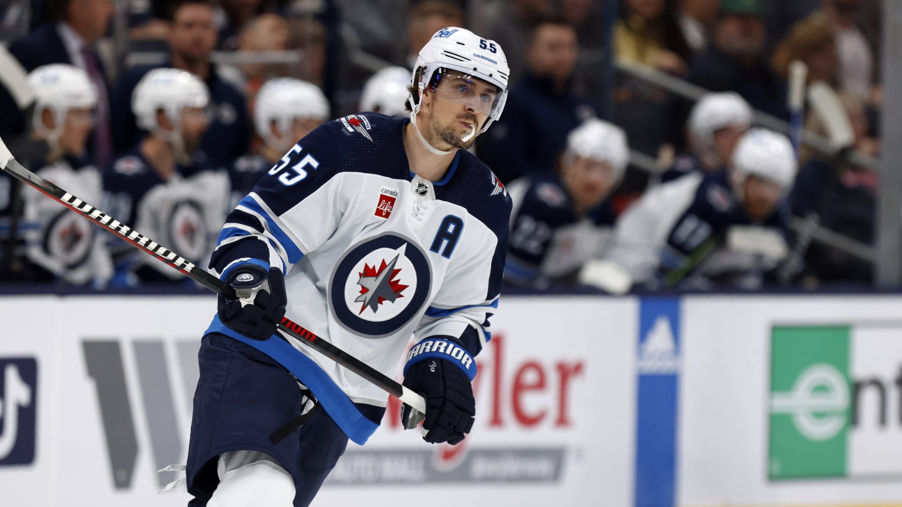 Winnipeg Jets forward Impress Scheifele skates against the Columbus Blue Jackets during an NHL hockey sport in Columbus, Ohio, Thursday, Feb. 16, 2023. The Blue Jackets gained 3-1. (AP Photograph/Paul Vernon)
