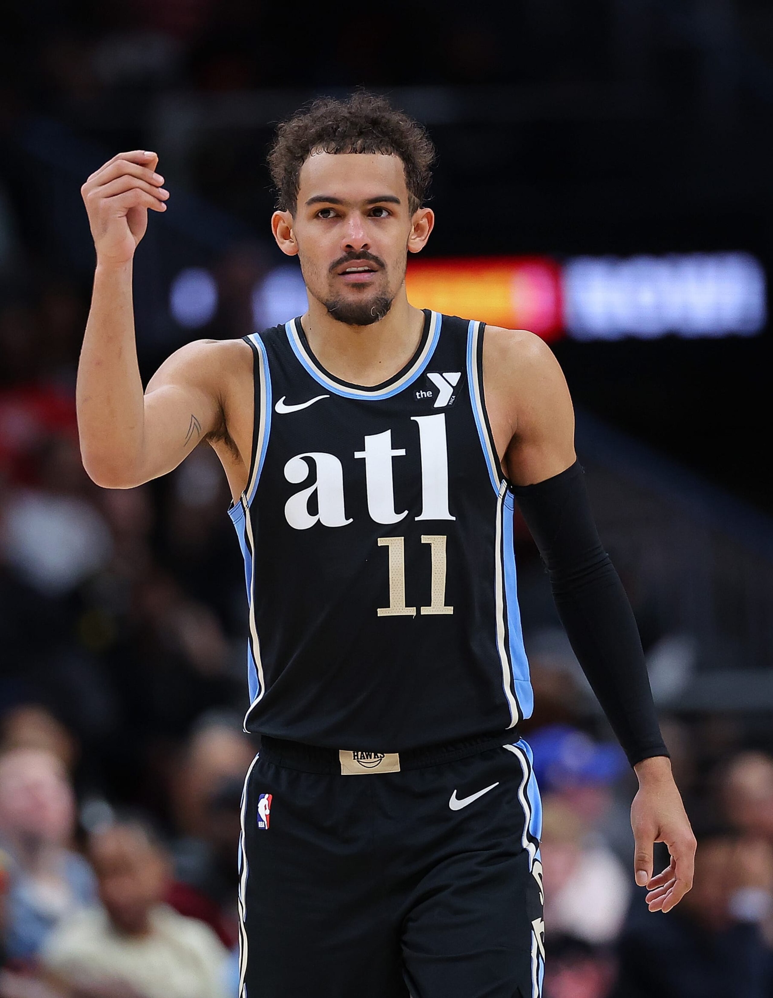 ATLANTA, GEORGIA - FEBRUARY 12: Trae Young #11 of the Atlanta Hawks reacts after being charged with a technical foul for flopping by official Brent Barnaky #36 against the Chicago Bulls during the fourth quarter at State Farm Arena on February 12, 2024 in Atlanta, Georgia. NOTE TO USER: User expressly acknowledges and agrees that, by downloading and/or using this photograph, user is consenting to the terms and conditions of the Getty Images License Agreement. (Photo by Kevin C. Cox/Getty Images) ATLANTA, GEORGIA - FEBRUARY 12: Trae Young #11 of the Atlanta Hawks reacts after being charged with a technical foul for flopping by official Brent Barnaky #36 against the Chicago Bulls during the fourth quarter at State Farm Arena on February 12, 2024 in Atlanta, Georgia. NOTE TO USER: User expressly acknowledges and agrees that, by downloading and/or using this photograph, user is consenting to the terms and conditions of the Getty Images License Agreement. (Photo by Kevin C. Cox/Getty Images)