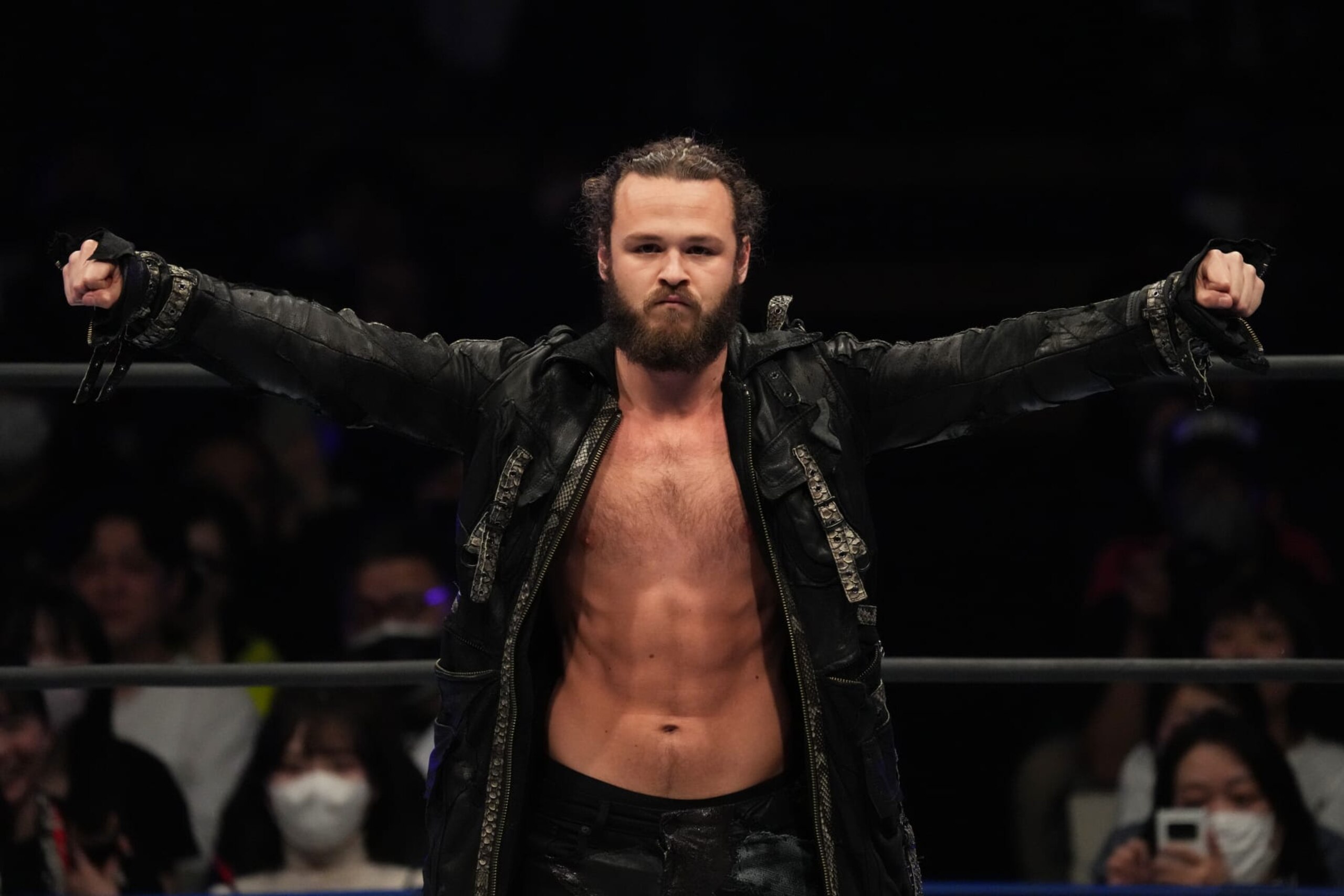 TOKYO, JAPAN - MARCH 06: Jack Perry enters the ring during the New Japan Pro-Wrestling at Ota-City General Gymnasium on March 06, 2024 in Tokyo, Japan. (Photo by Etsuo Hara/Getty Images)