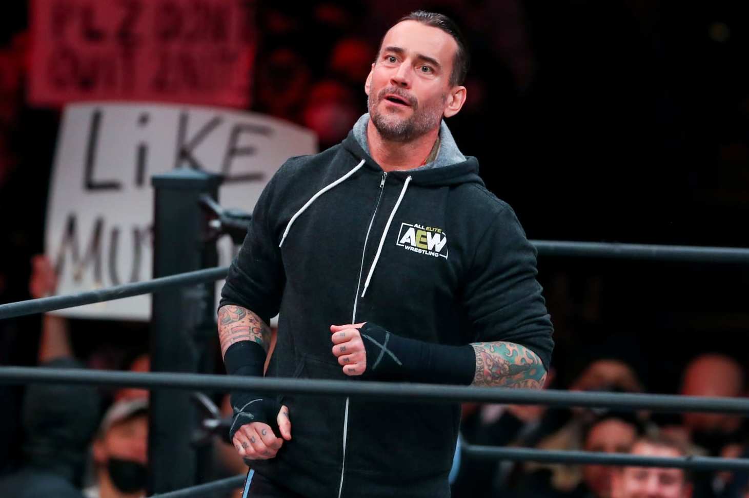 CLEVELAND, OH - JANUARY 26: CM Punk in the ring during AEW Dynamite - Beach Break on January 26, 2022, at the Wolstein Center in Cleveland, OH. (Photo by Frank Jansky/Icon Sportswire via Getty Images)