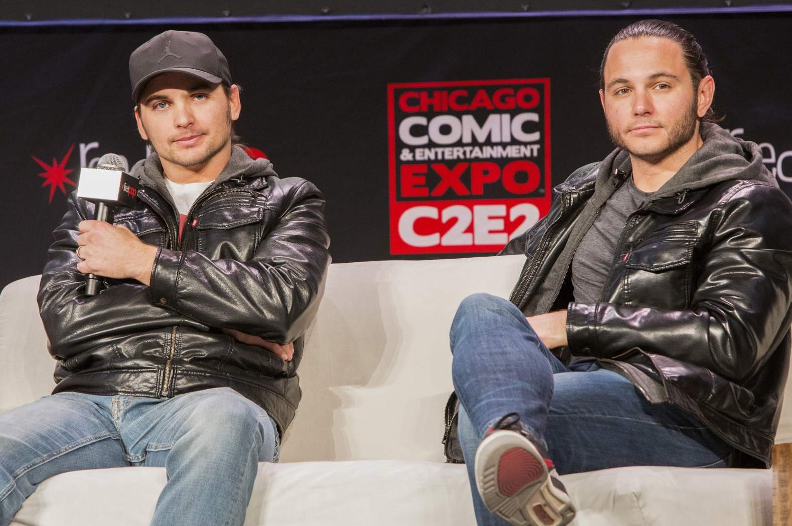 CHICAGO, IL - FEBRUARY 28:  Nick Jackson and Matt Jackson of The Young Bucks with the AEW Wrestling during C2E2 at McCormick Place on February 28, 2020 in Chicago, Illinois.  (Photo by Barry Brecheisen/WireImage)