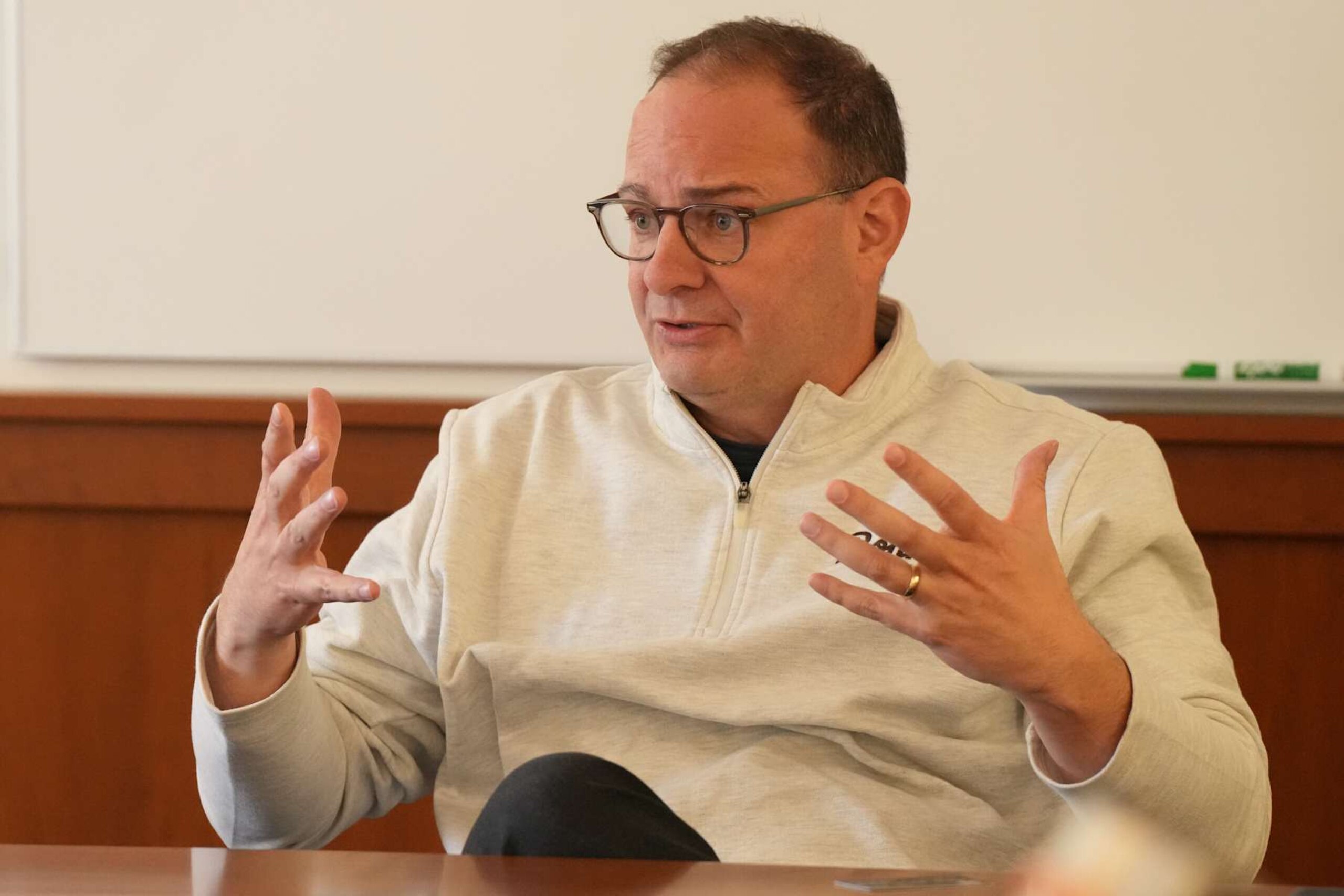 College Basketball: St. Bonaventure General Manager Adrian Wojnarowski in action during a photo shoot at the Reilly Center. 
Olean, NY 11/4/2024 
CREDIT: Erick W. Rasco (Photo by Erick W. Rasco/Sports Illustrated via Getty Images) 
(Set Number: X164639)