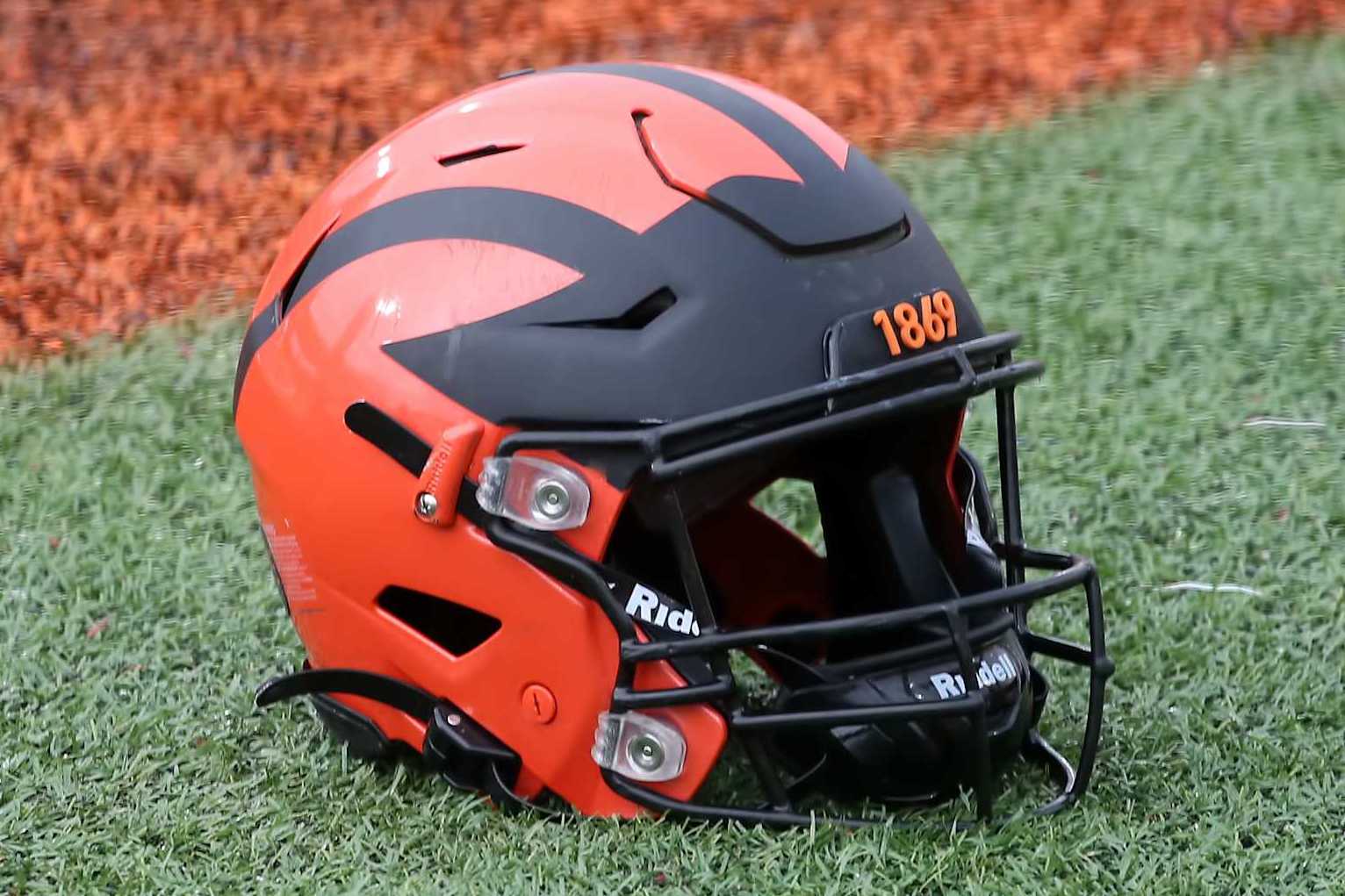 MOBILE, AL - FEBRUARY 01: A general view of Princeton helmet during the Reese's Senior Bowl American team practice session on February 1, 2023 at Hancock Whitney Stadium in Mobile, Alabama.  (Photo by Michael Wade/Icon Sportswire via Getty Images)