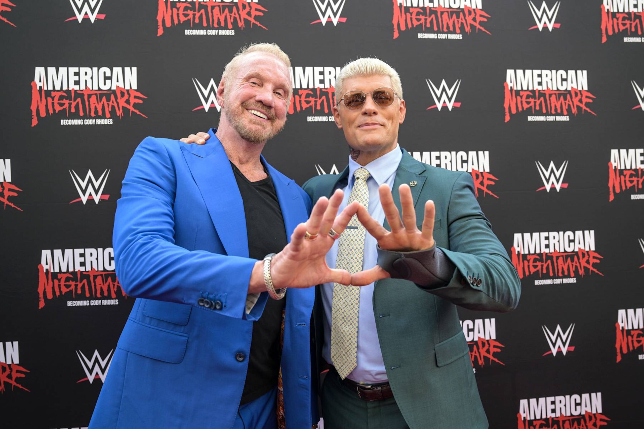 SANDY SPRINGS, GEORGIA - JULY 18: WWE Hall of Famer Diamond Dallas Page and Cody Rhodes arrive on the red carpet for the premiere of the Peacock original WWE documentary "American Nightmare: Becoming Cody Rhodes" on July 18, 2023 in Sandy Springs, Georgia. (Photo by WWE via Getty Images) SANDY SPRINGS, GEORGIA - JULY 18: WWE Hall of Famer Diamond Dallas Page and Cody Rhodes arrive on the red carpet for the premiere of the Peacock original WWE documentary "American Nightmare: Becoming Cody Rhodes" on July 18, 2023 in Sandy Springs, Georgia. (Photo by WWE via Getty Images)